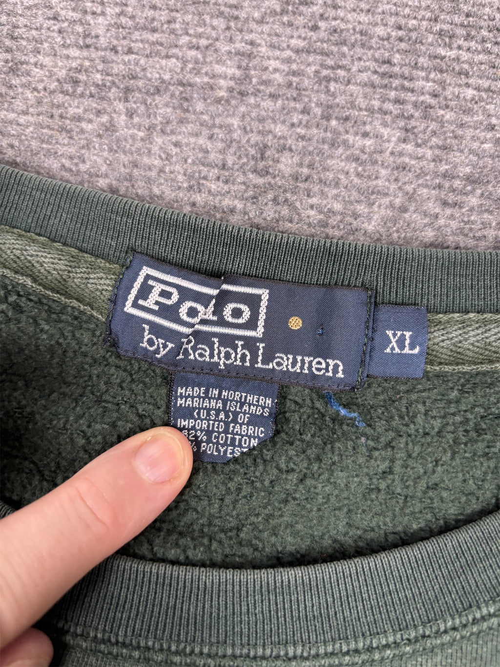 Vintage 90's Ralph Lauren Jumper Men's XL Green Faded Red Small Pony Boxy Crew Neck