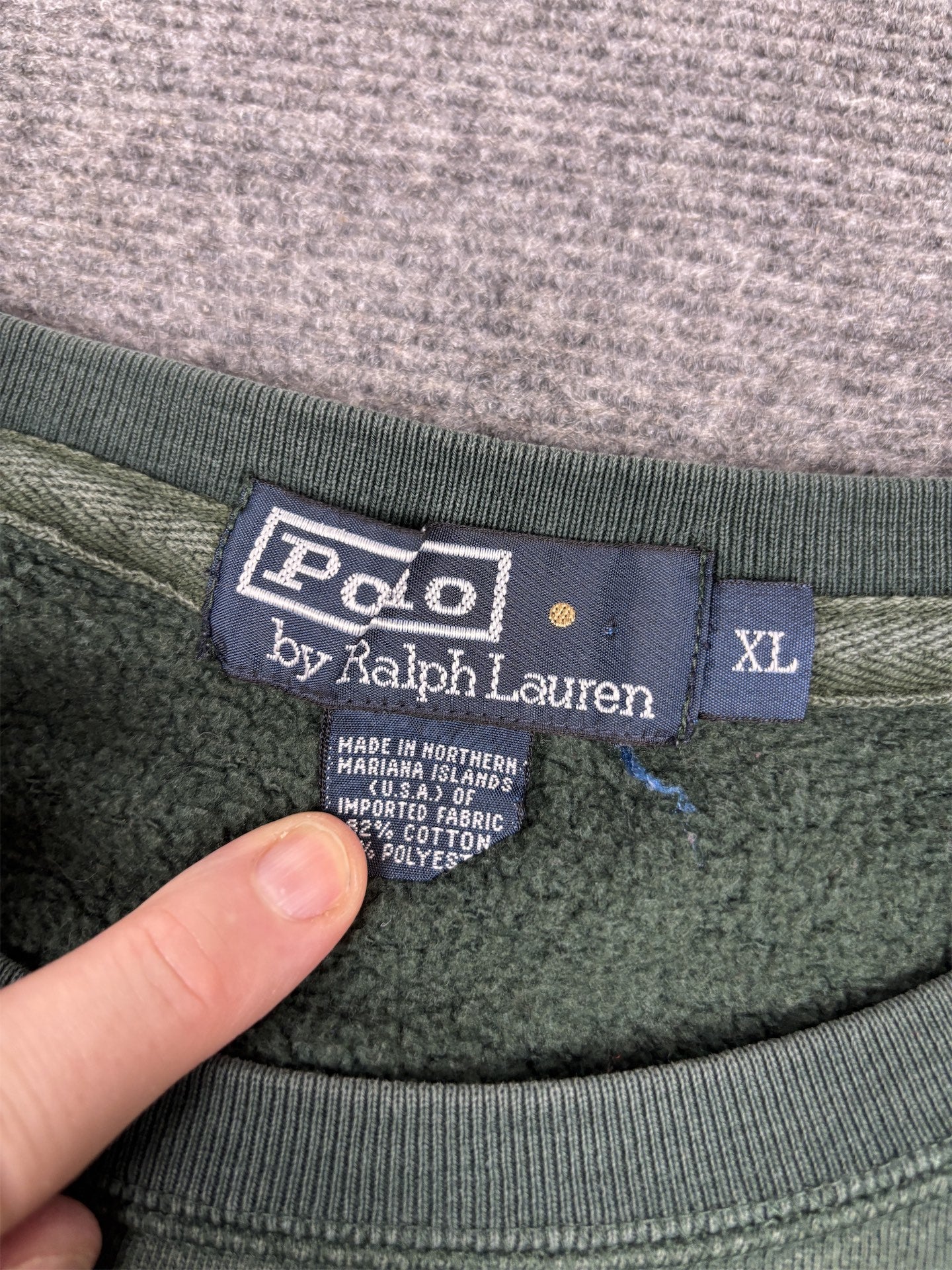 Vintage 90's Ralph Lauren Jumper Men's XL Green Faded Red Small Pony Boxy Crew Neck