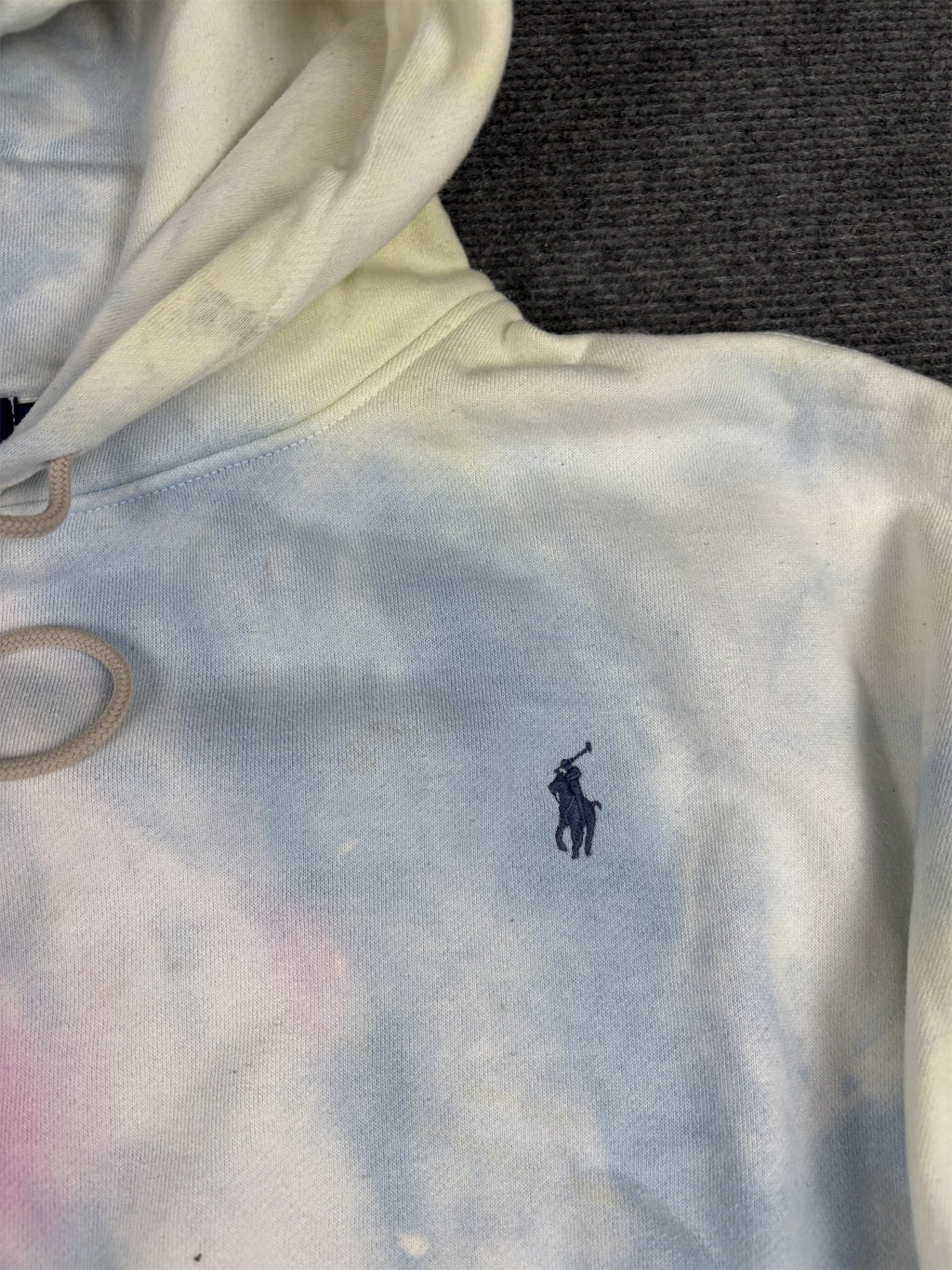 Ralph Lauren Hoodie Women's XL Tie Dye Blue Small Pony Jumper Sweatshirt