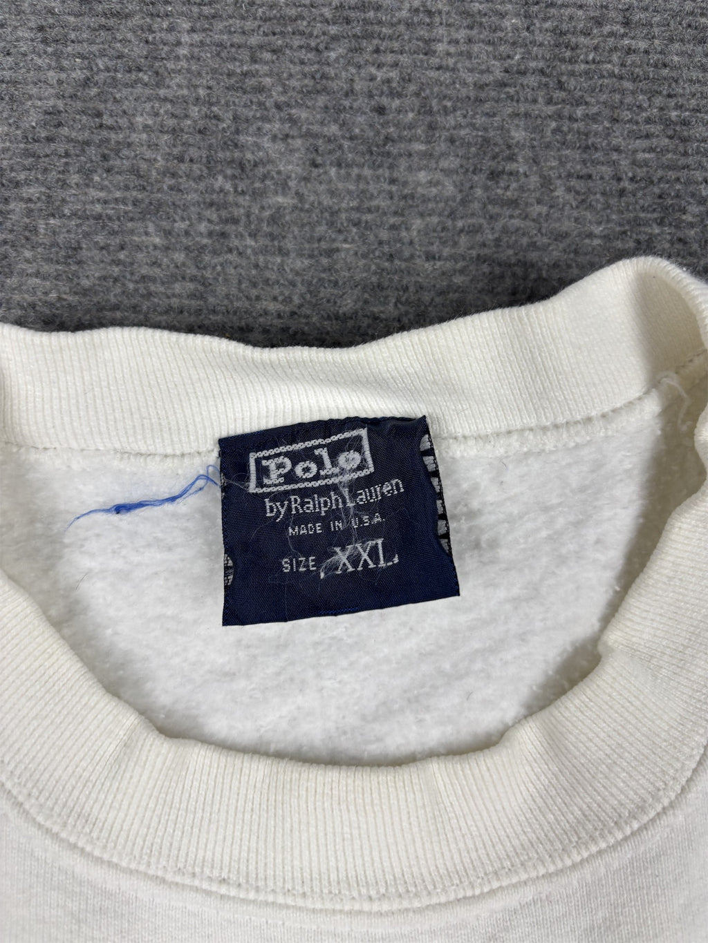 Vintage 90's Ralph Lauren Jumper Men's XXL White Golf Logo Leather Details Rare Crew Neck