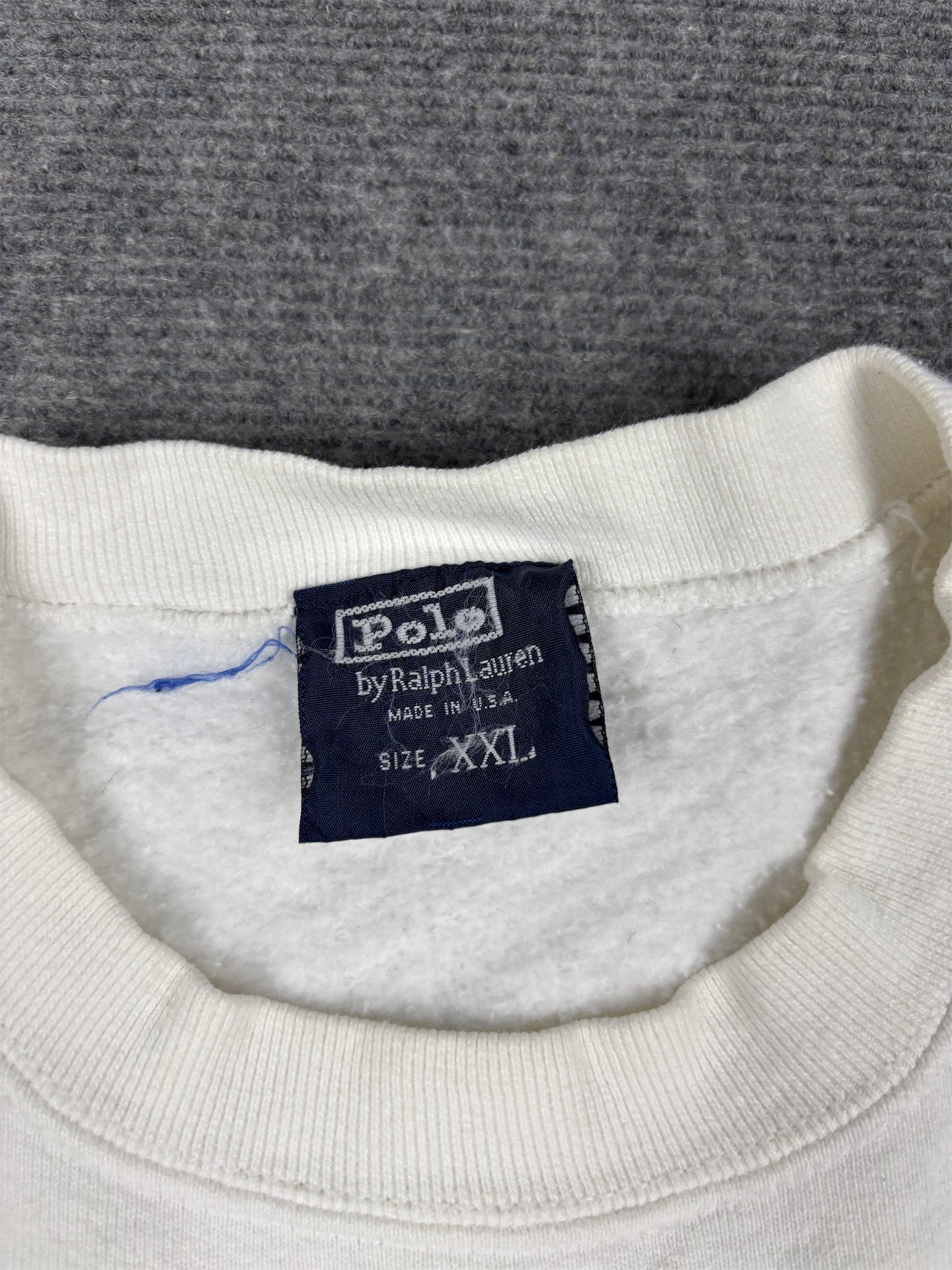 Vintage 90's Ralph Lauren Jumper Men's XXL White Golf Logo Leather Details Rare Crew Neck