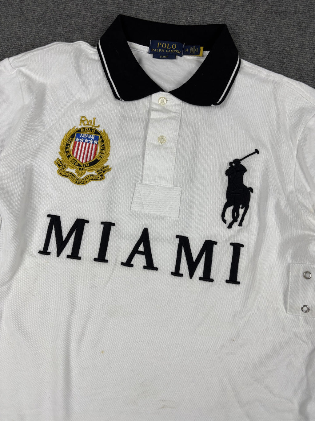 Ralph Lauren Polo Men's M White Team Miami Large Pony Logo