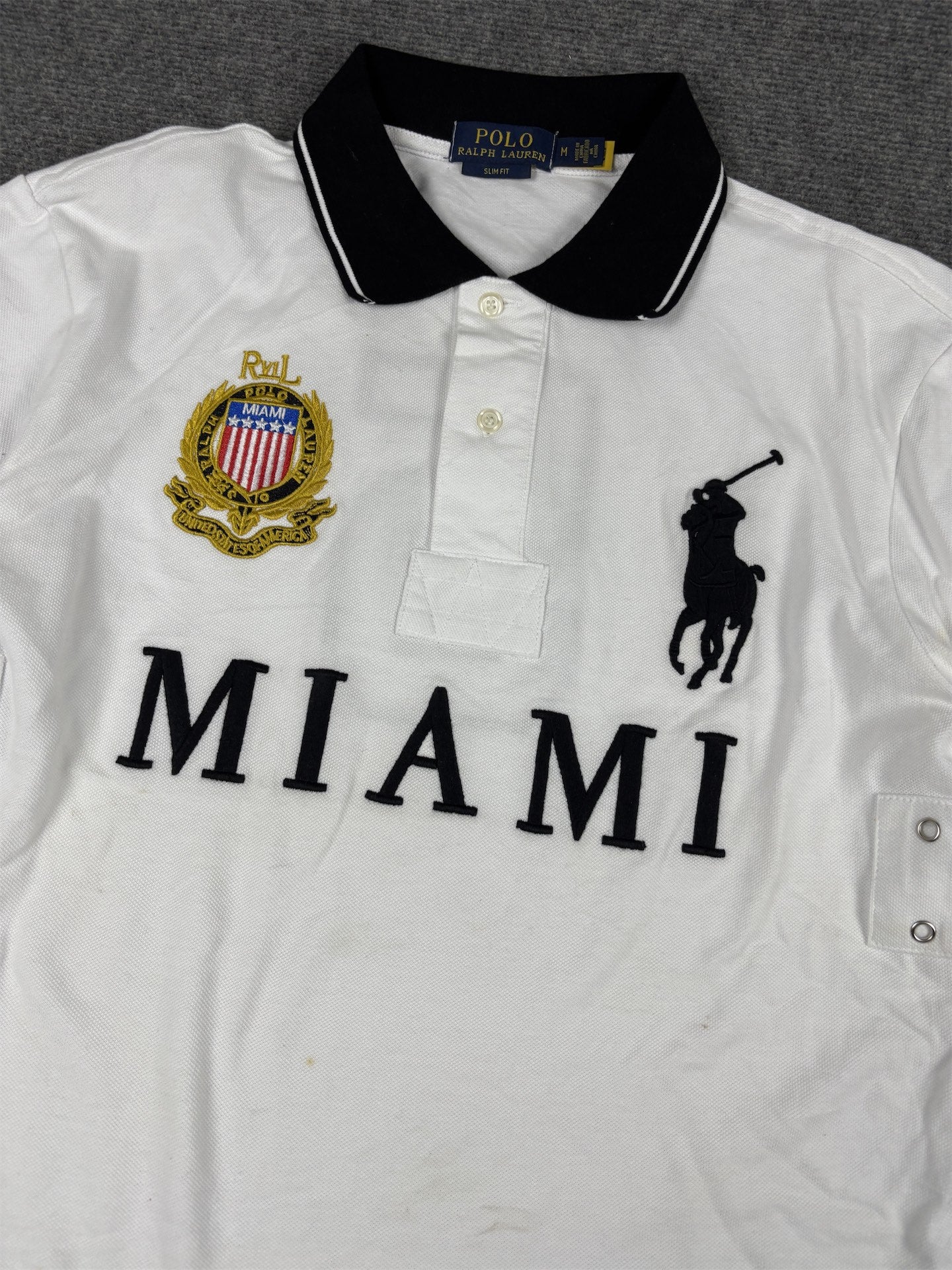 Ralph Lauren Polo Men's M White Team Miami Large Pony Logo