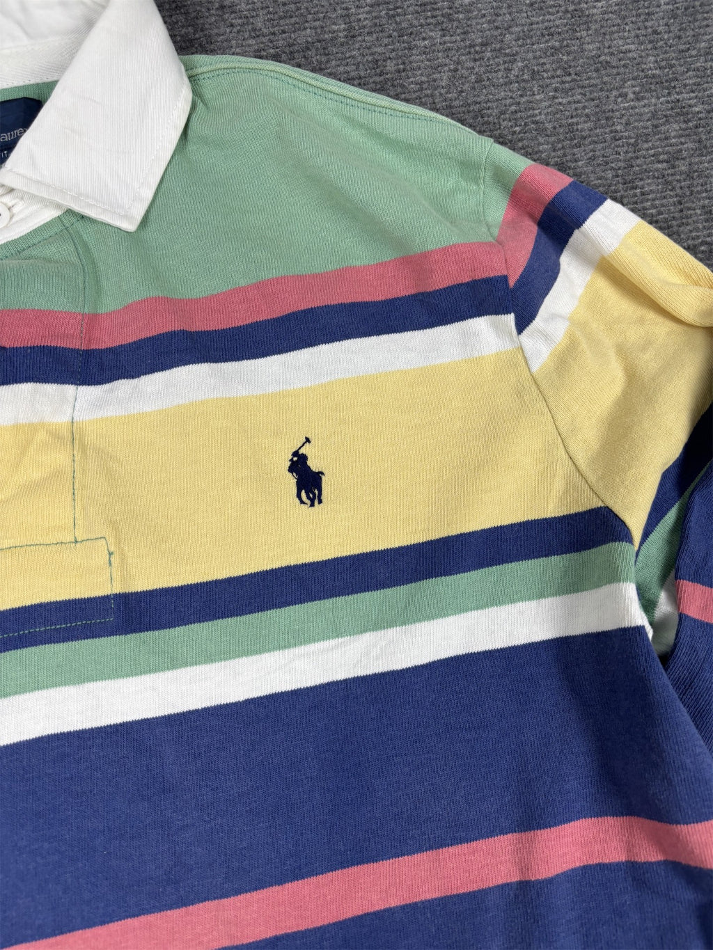 Vintage 90's Ralph Lauren Rugby Polo Men's M Multicolour Striped Small Pony Jersey