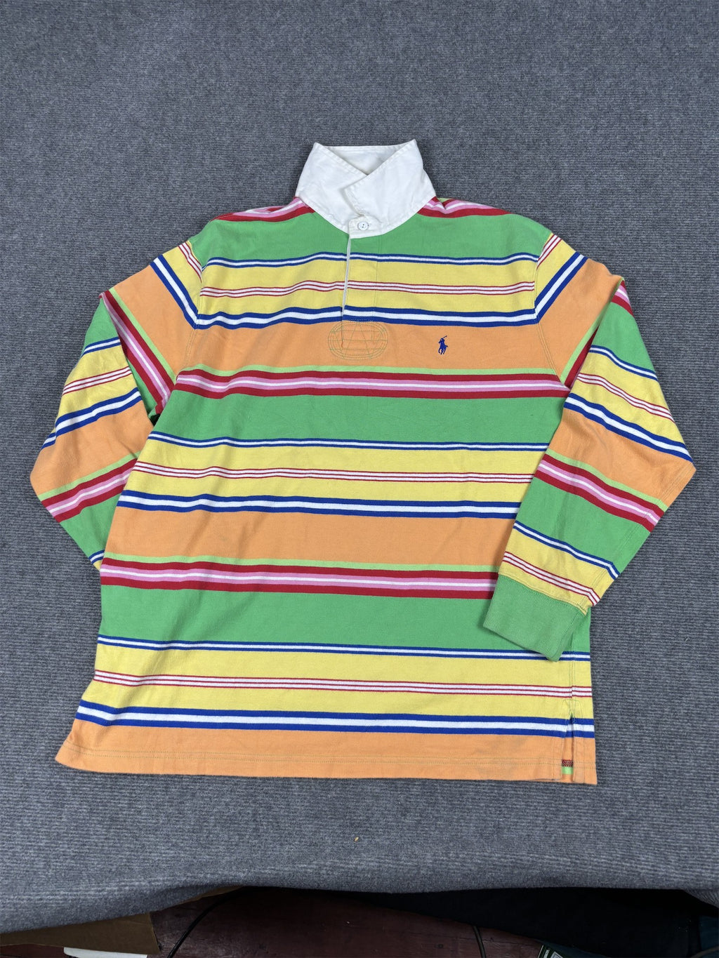 Vintage 90's Ralph Lauren Rugby Polo Men's M Multicolour Striped Small Pony Jersey