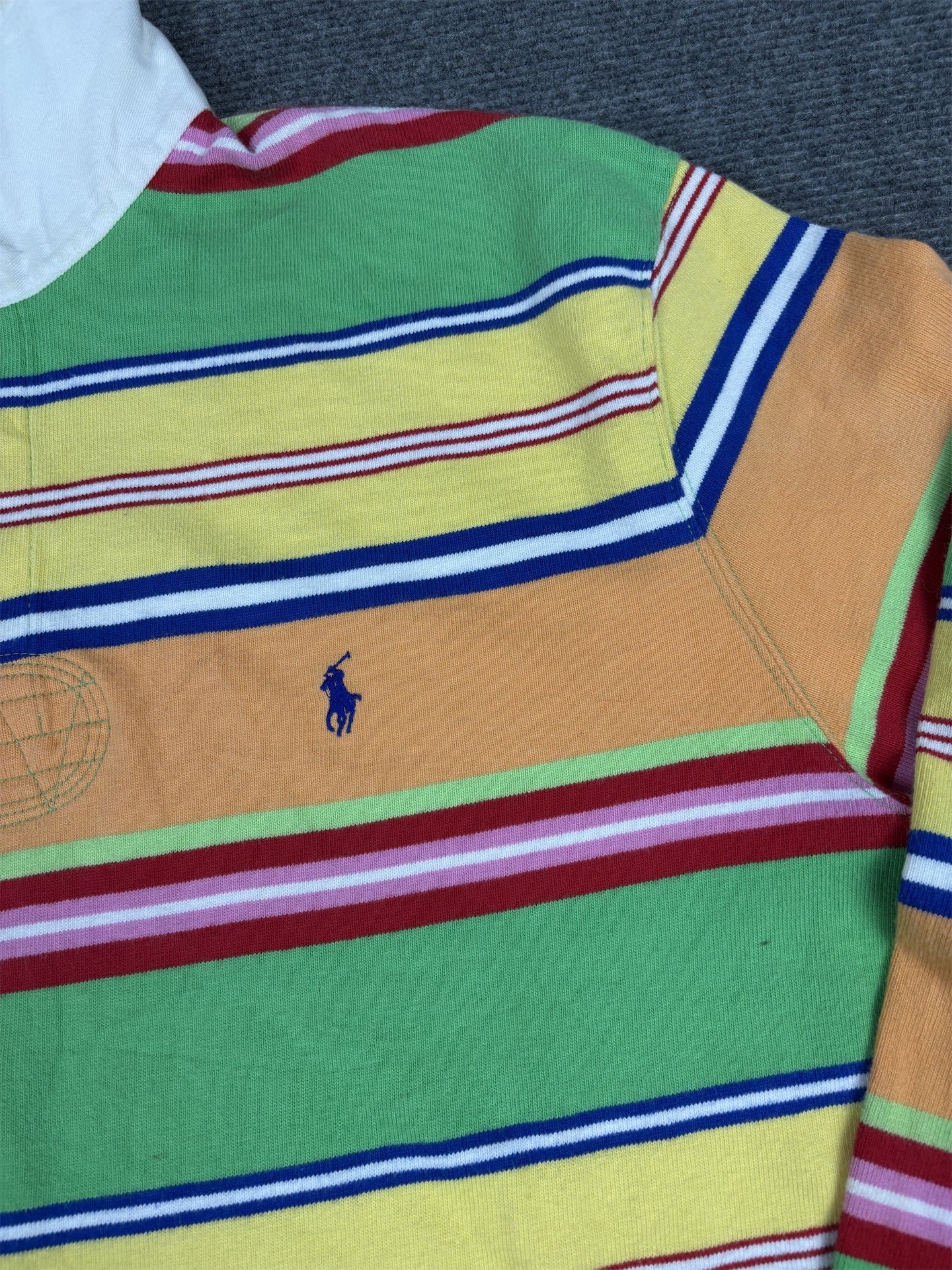 Vintage 90's Ralph Lauren Rugby Polo Men's M Multicolour Striped Small Pony Jersey