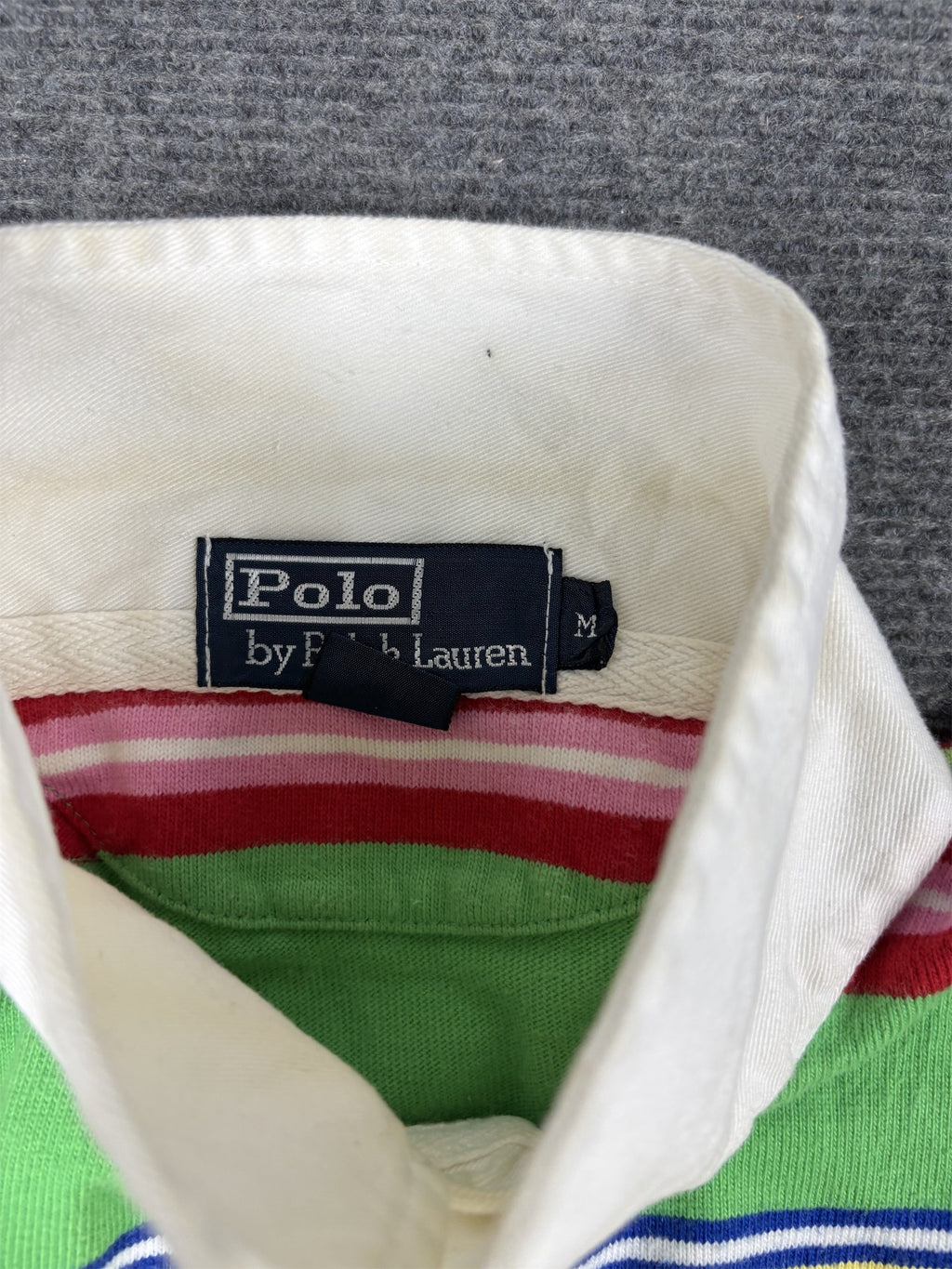 Vintage 90's Ralph Lauren Rugby Polo Men's M Multicolour Striped Small Pony Jersey