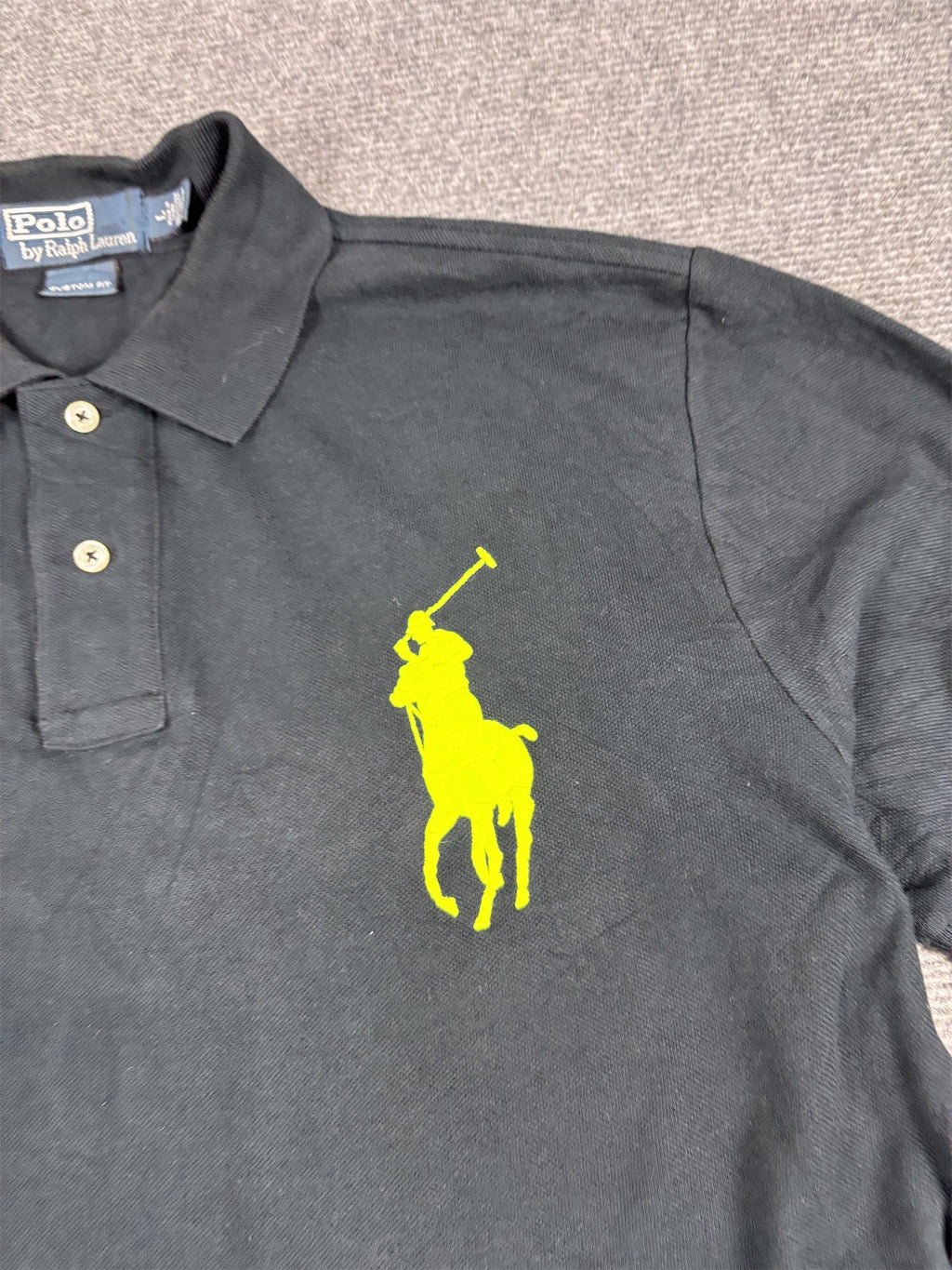 Vintage 90's Polo Ralph Lauren Polo Men's L Black Team USA Fluro Large Pony