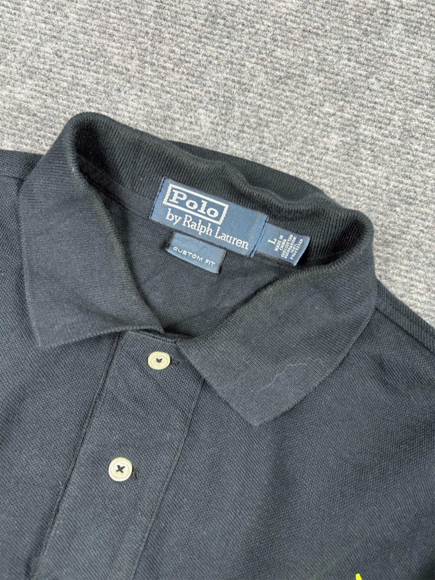 Vintage 90's Polo Ralph Lauren Polo Men's L Black Team USA Fluro Large Pony