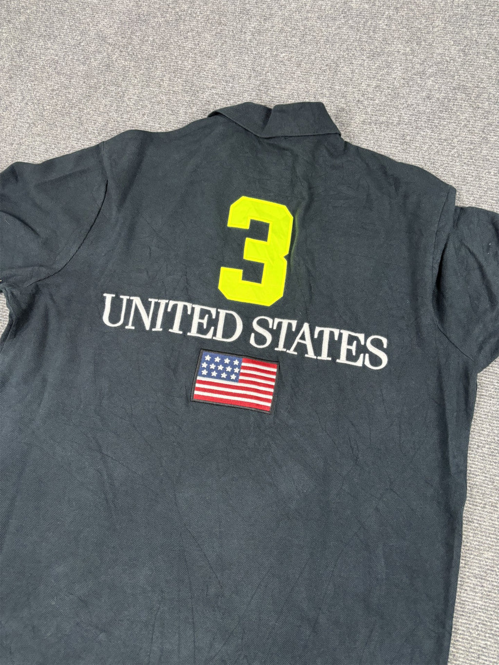 Vintage 90's Polo Ralph Lauren Polo Men's L Black Team USA Fluro Large Pony