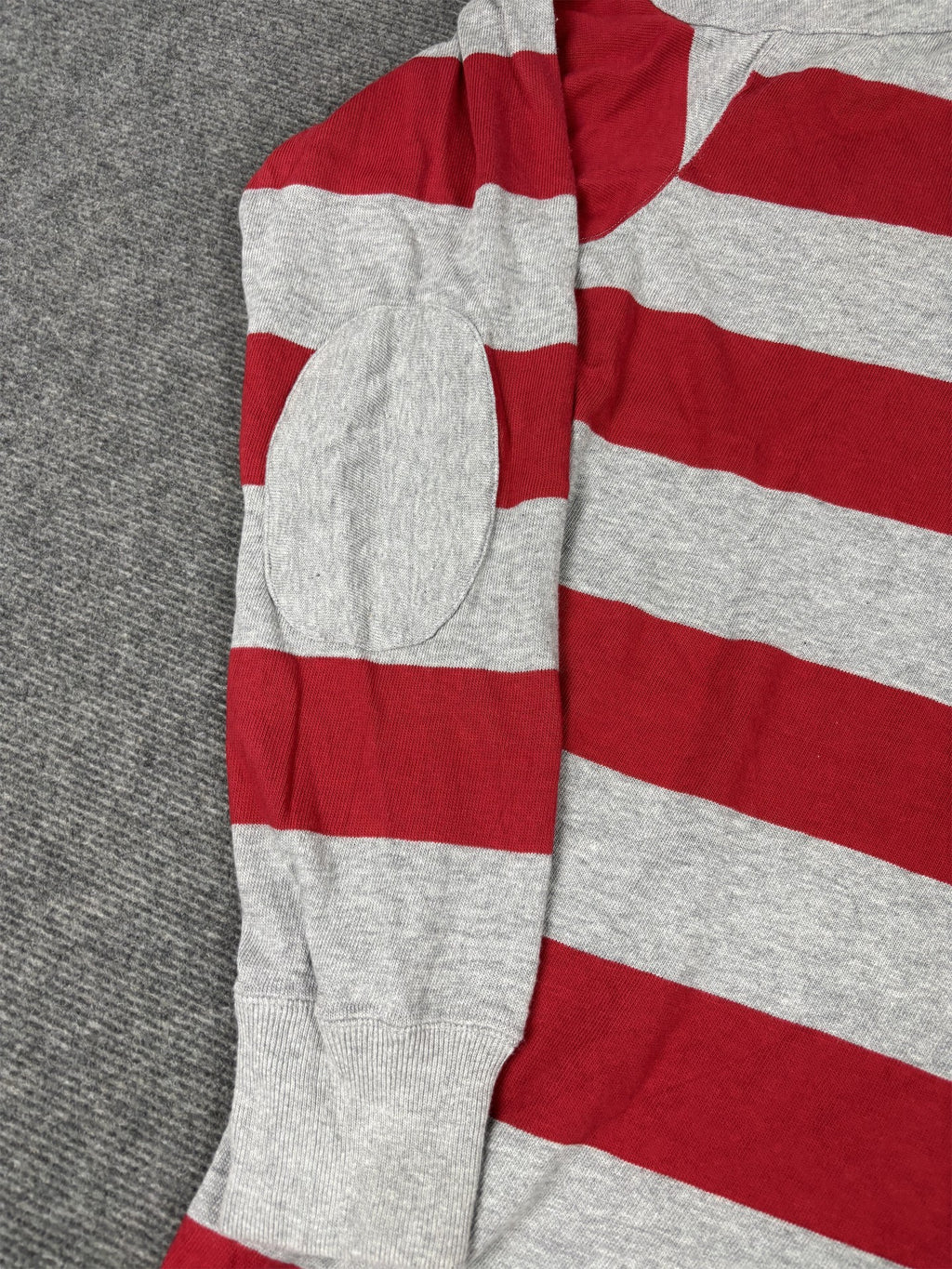 Vintage 90's Polo Ralph Lauren Rugby Polo Men's L Red Grey Striped Badge Logo