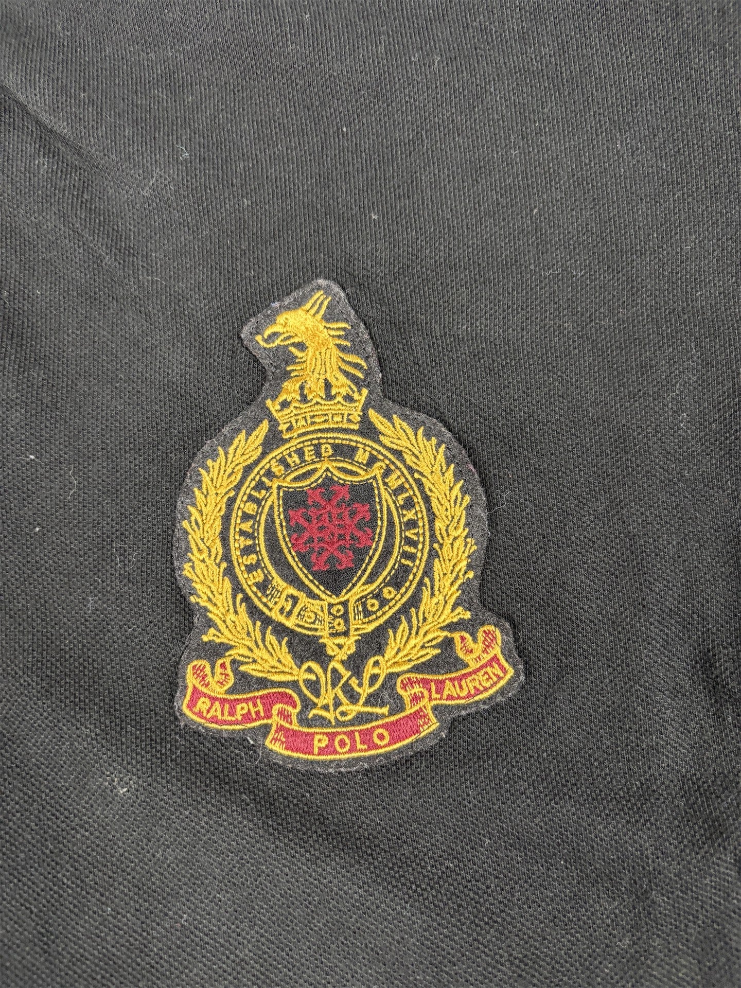 Vintage 90's Polo Ralph Lauren Polo Men's L Black Badge Logo Long Sleeve