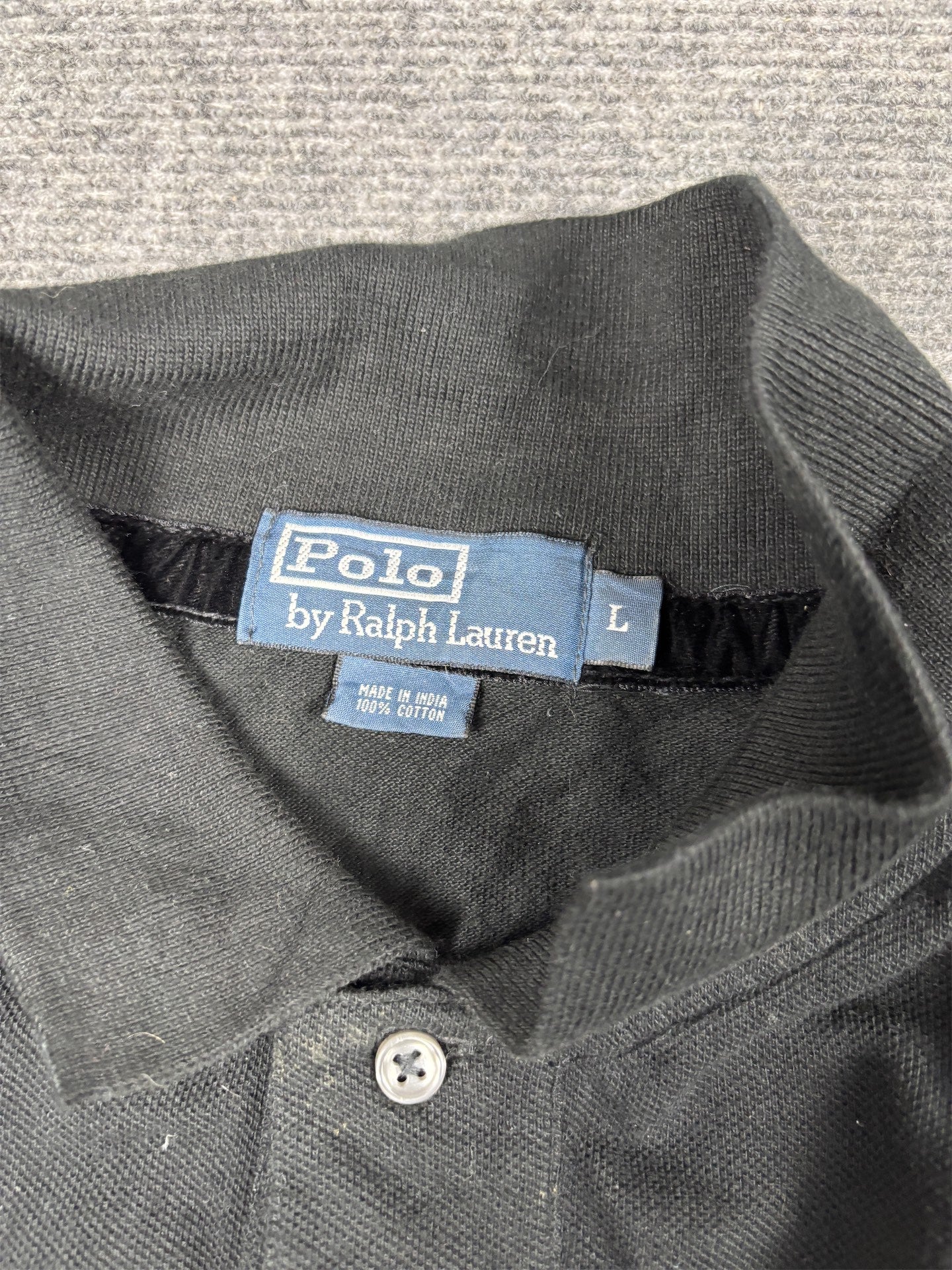 Vintage 90's Polo Ralph Lauren Polo Men's L Black Badge Logo Long Sleeve