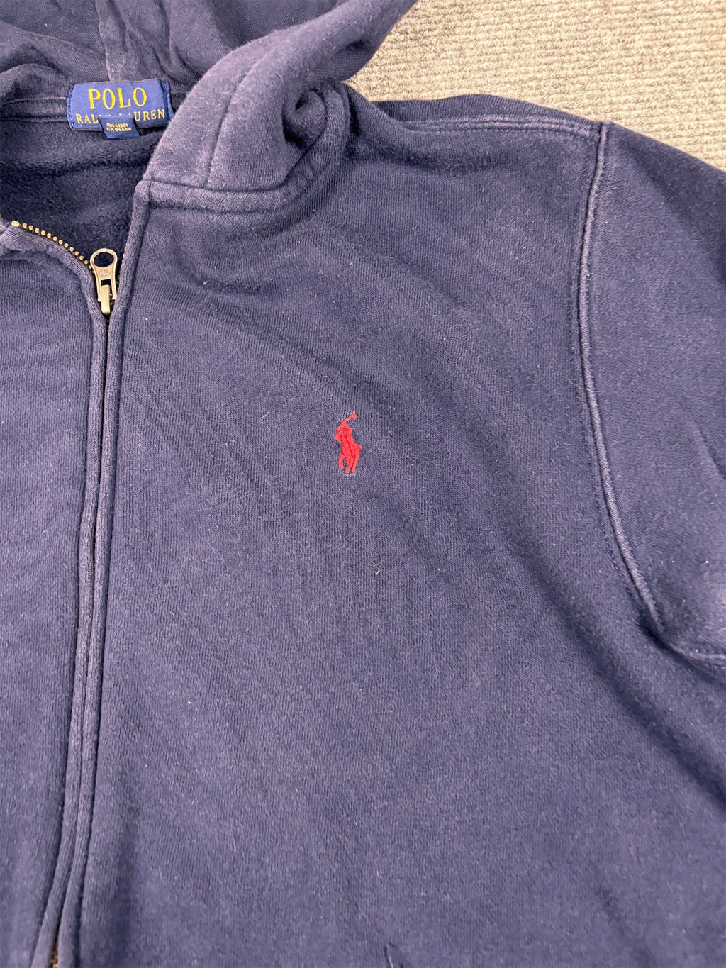 Ralph Lauren Hoodie Women's M Navy Blue Red Small Pony Jumper Sweatshirt