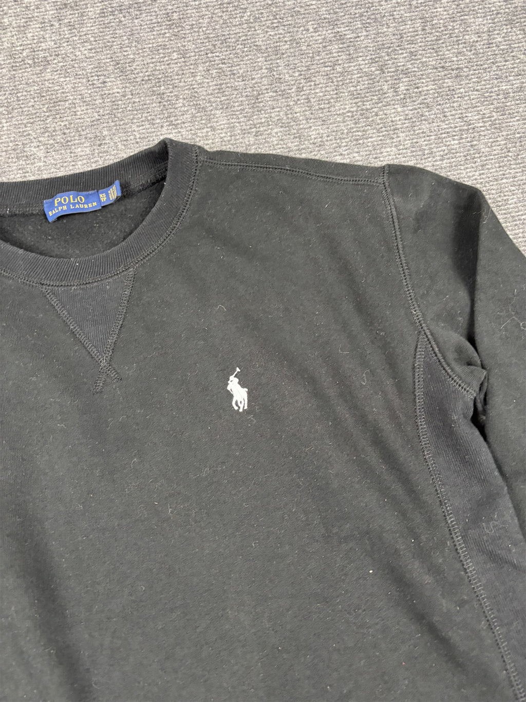 Ralph Lauren Jumper Women's XS Black White Small Pony Sweatshirt Crew Neck