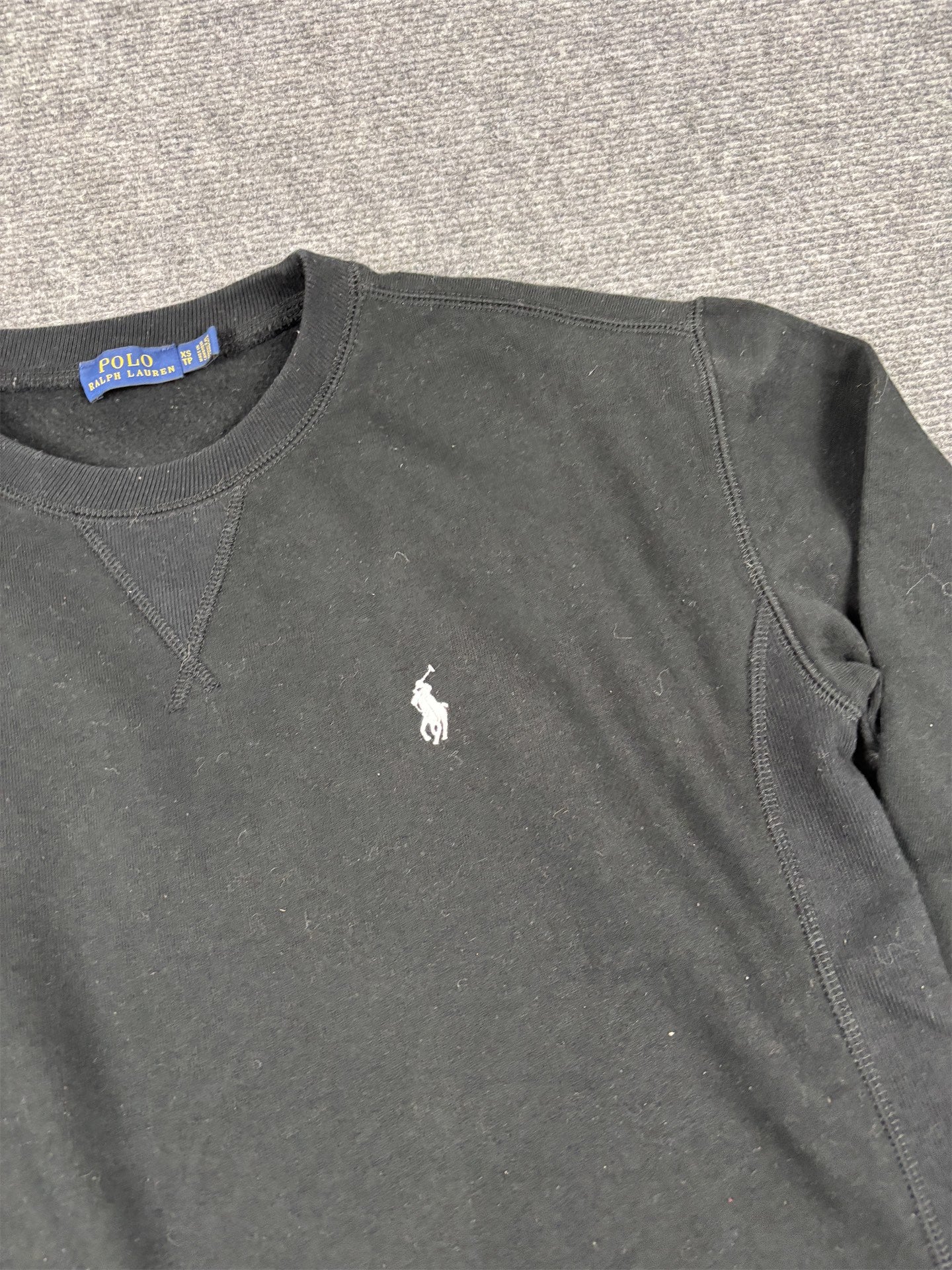 Ralph Lauren Jumper Women's XS Black White Small Pony Sweatshirt Crew Neck