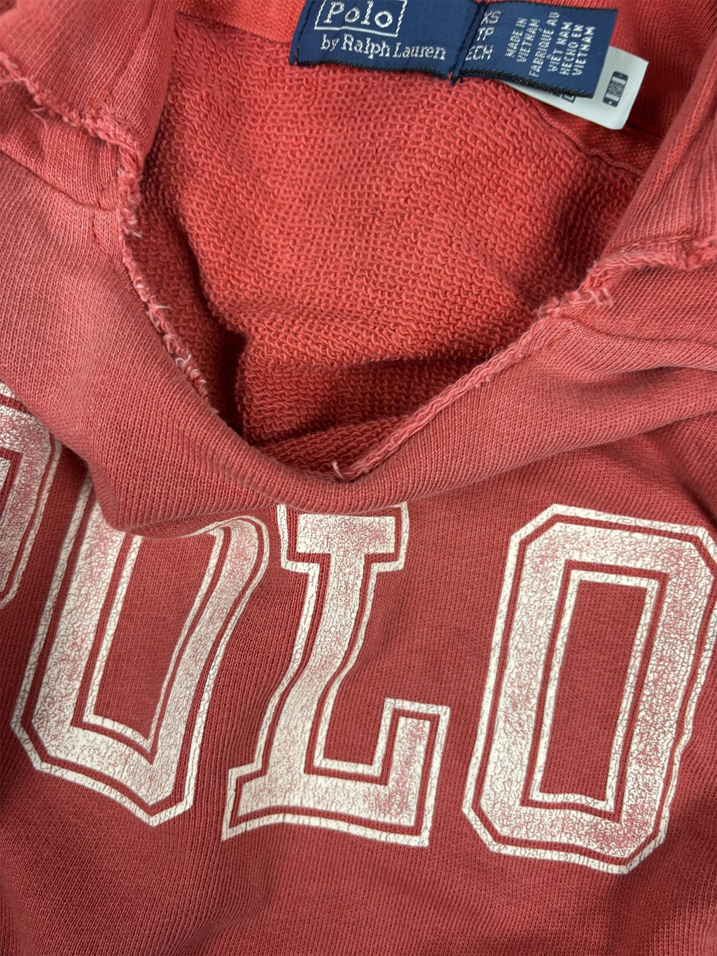 Vintage Y2K Ralph Lauren Hoodie Men's S Red Spell Out Logo Jumper