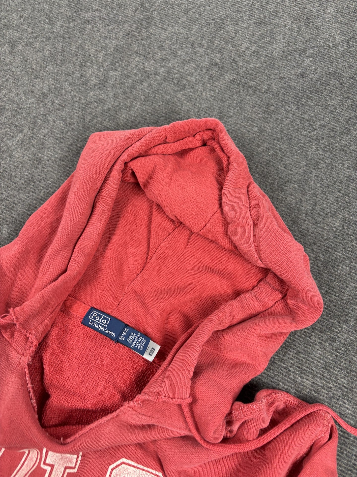 Vintage Y2K Ralph Lauren Hoodie Men's S Red Spell Out Logo Jumper