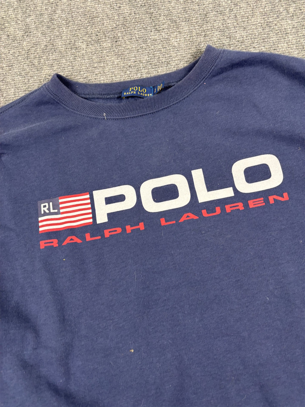 Men's  Ralph Lauren Jumper S Navy Blue Polo Spell Out Sweatshirt Crew Neck