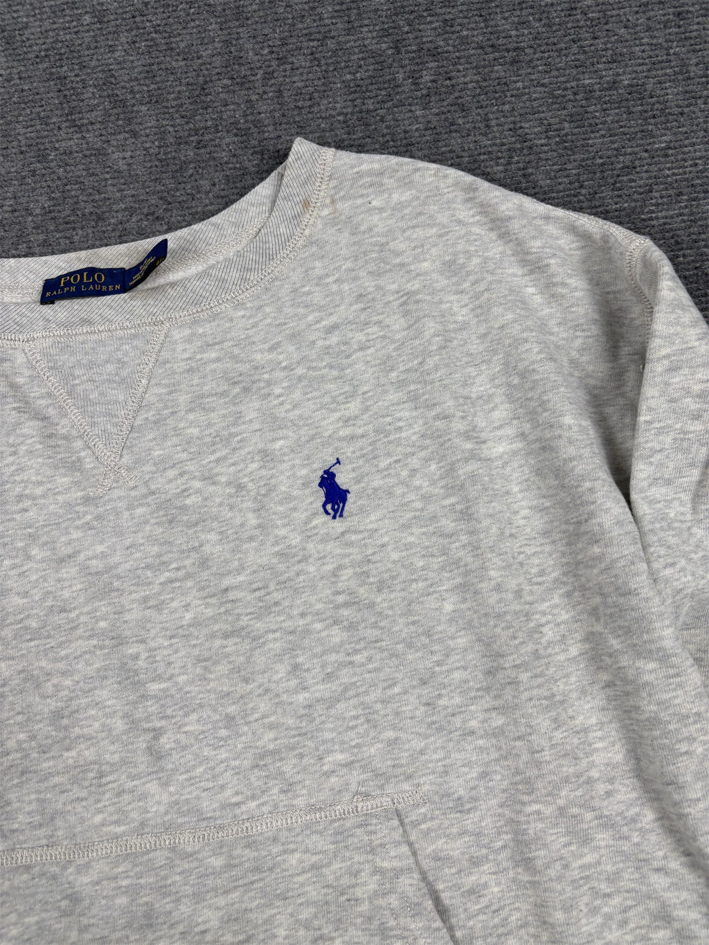 Men's  Ralph Lauren Jumper S Grey Blue Small Pony Sweatshirt Crew Neck