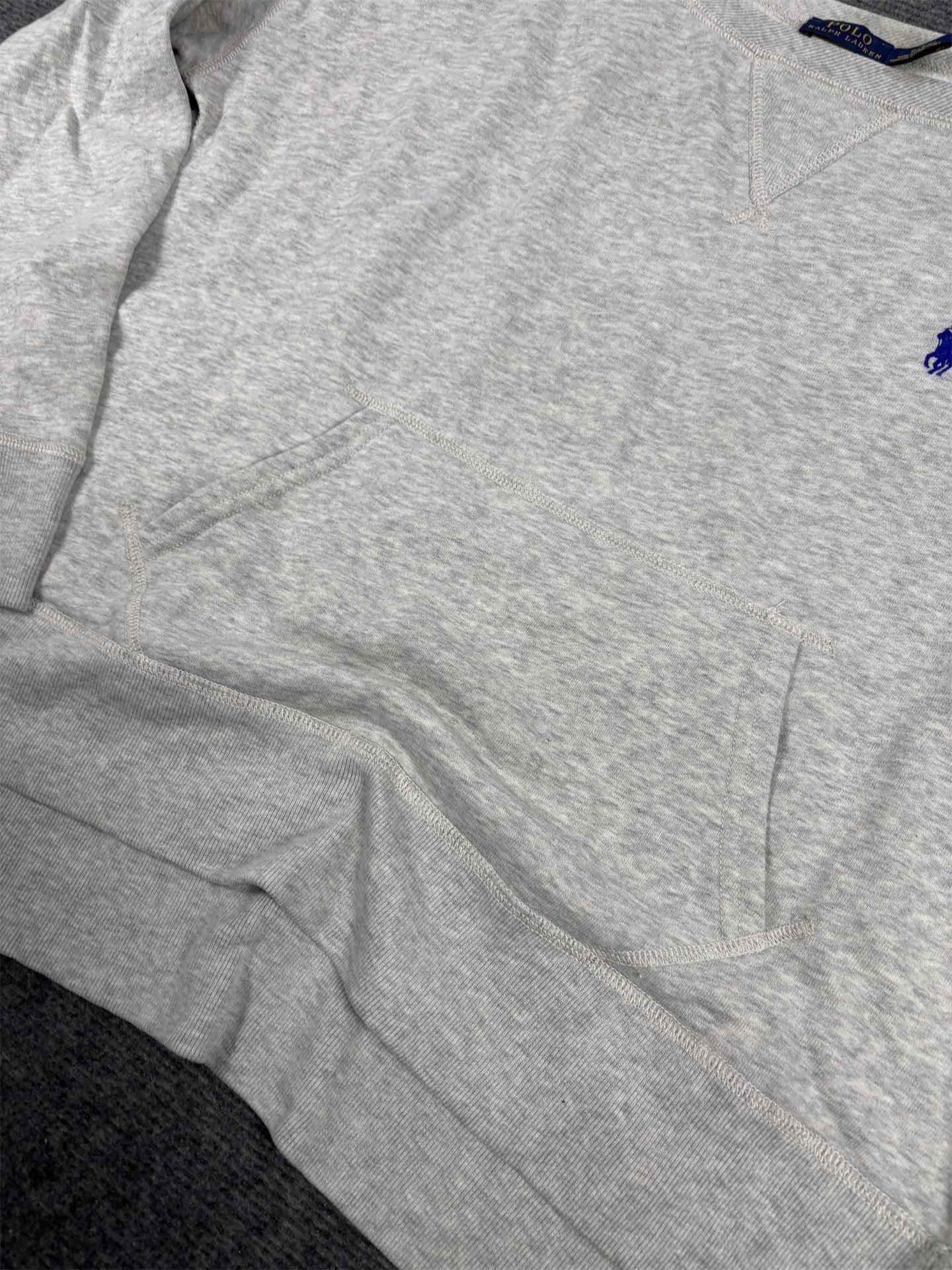 Men's  Ralph Lauren Jumper S Grey Blue Small Pony Sweatshirt Crew Neck