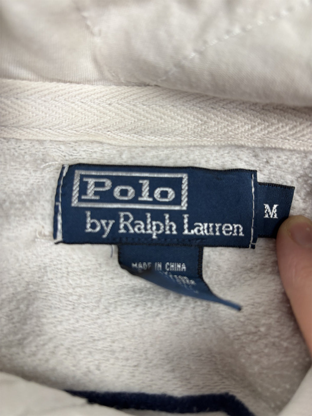 Vintage Men's 90's Ralph Lauren Rugby Hoodie M White Polo Badge Logo Jumper