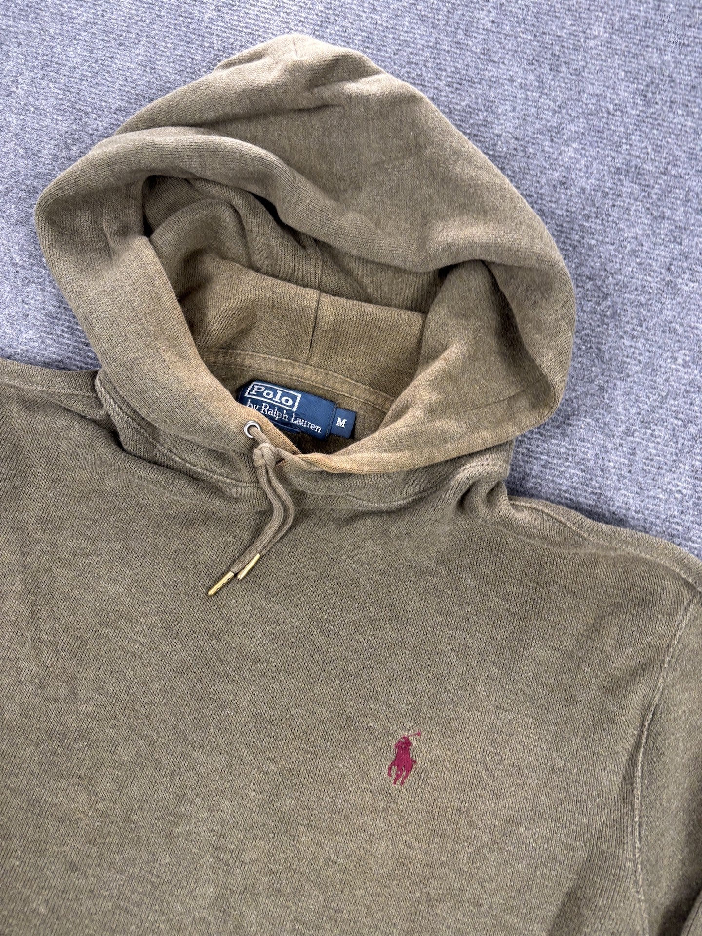 Vintage Men's 90's Ralph Lauren Hoodie M Green Red Small Pony Jumper
