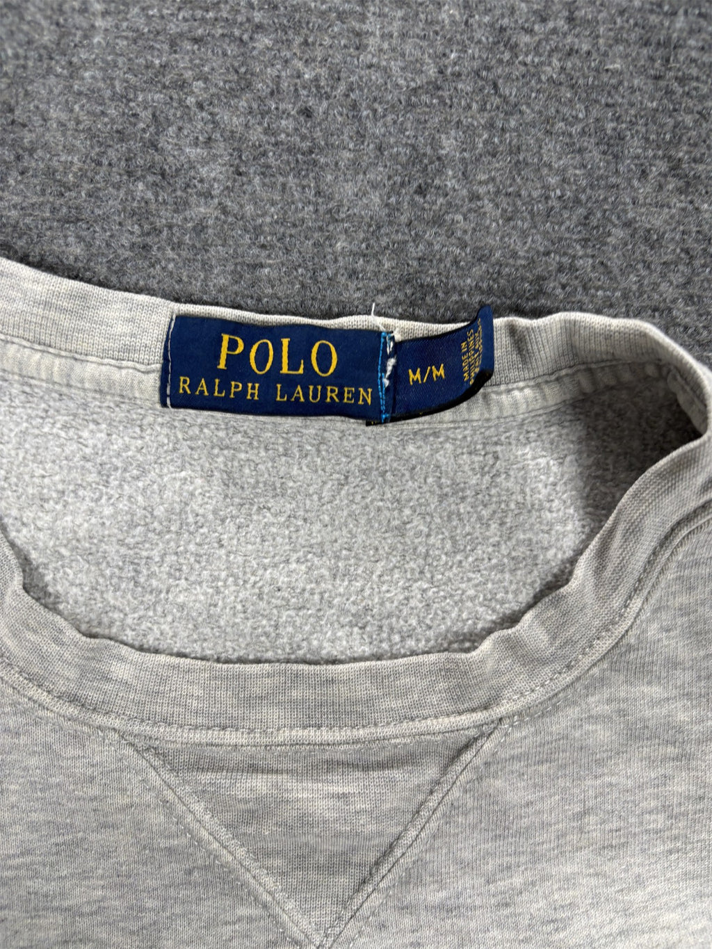 Men's  Ralph Lauren Jumper M Grey Blue Small Pony Jumper Sweatshirt Crew Neck