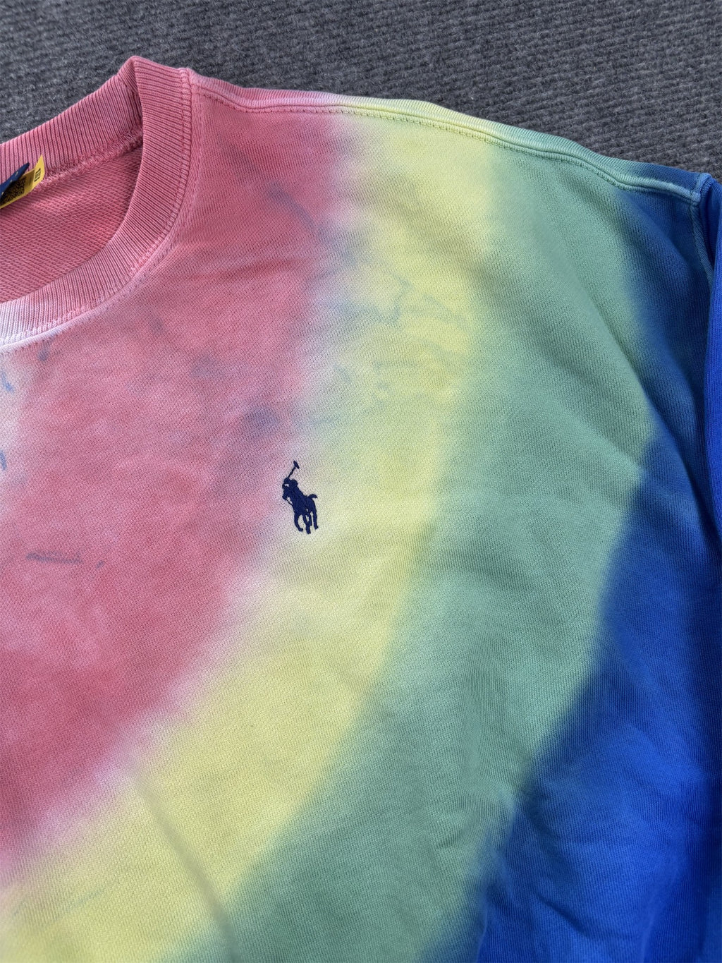 Women's  Ralph Lauren Jumper M Multicolour Tie Dye Small Pony Sweatshirt Crew Neck