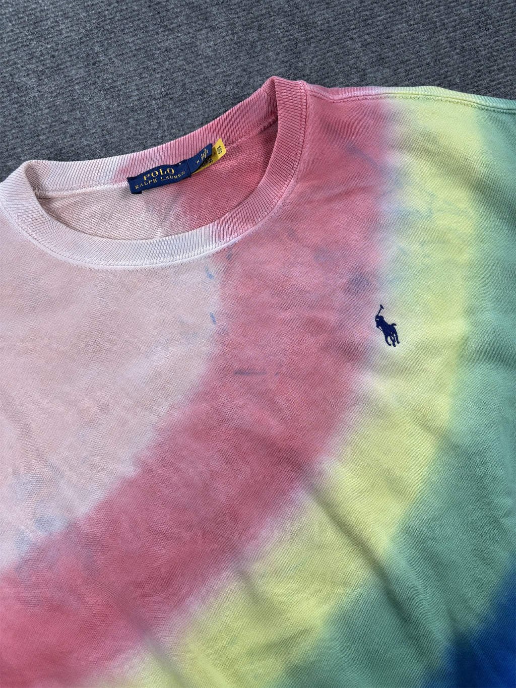 Women's  Ralph Lauren Jumper M Multicolour Tie Dye Small Pony Sweatshirt Crew Neck