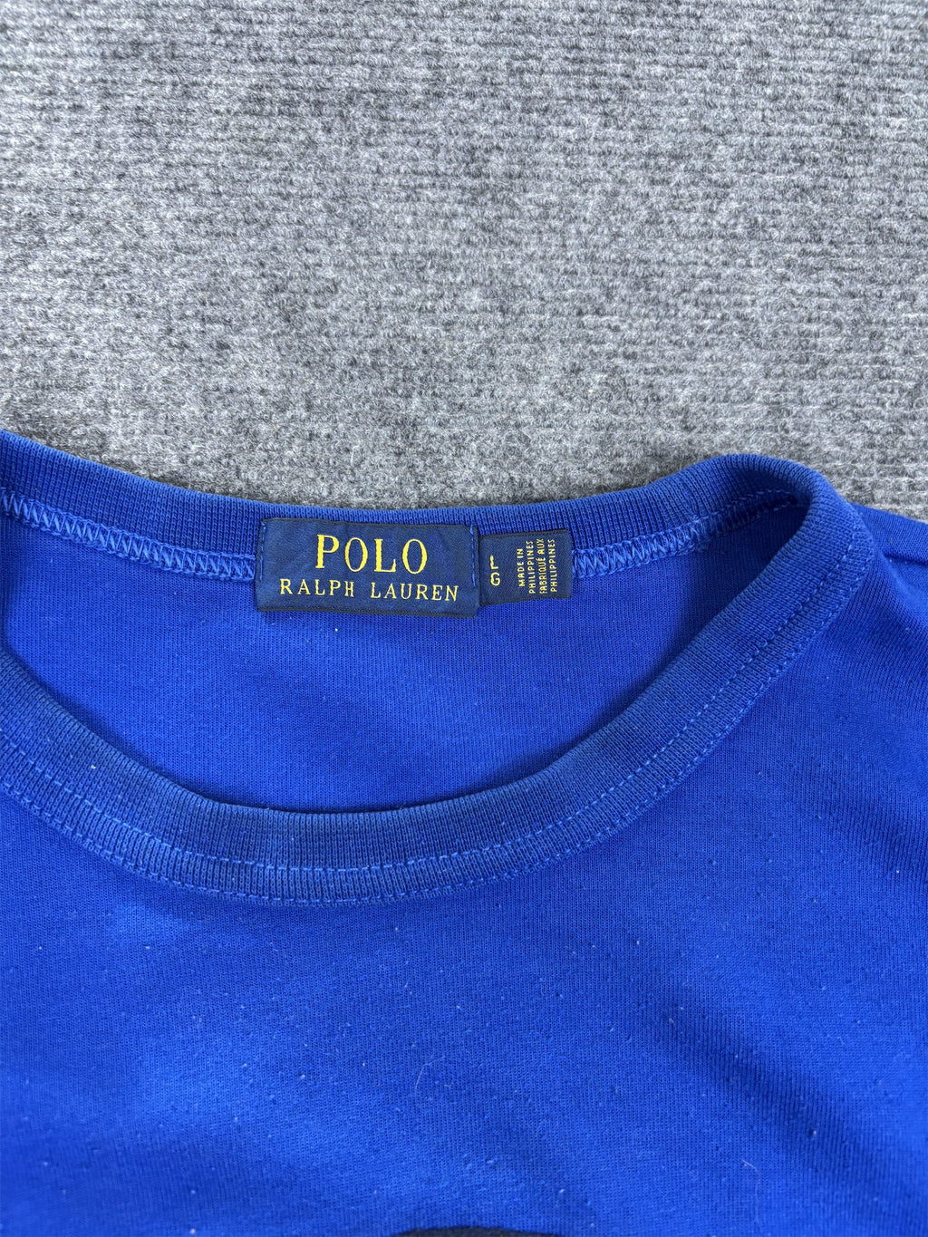 Men's  Ralph Lauren Jumper L Blue Large Badge Logo Sweatshirt Crew Neck