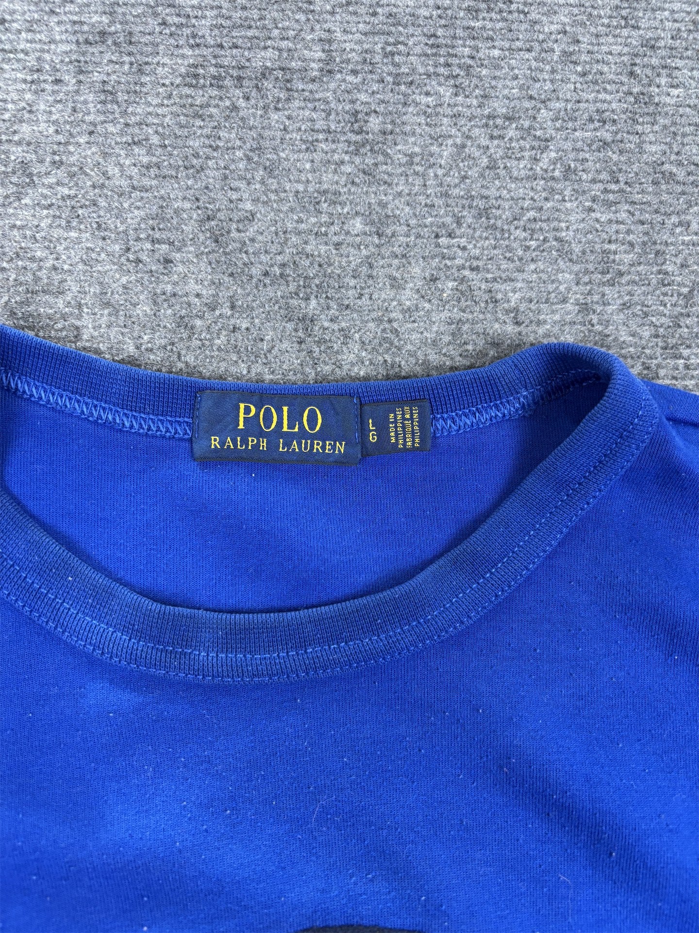 Men's  Ralph Lauren Jumper L Blue Large Badge Logo Sweatshirt Crew Neck