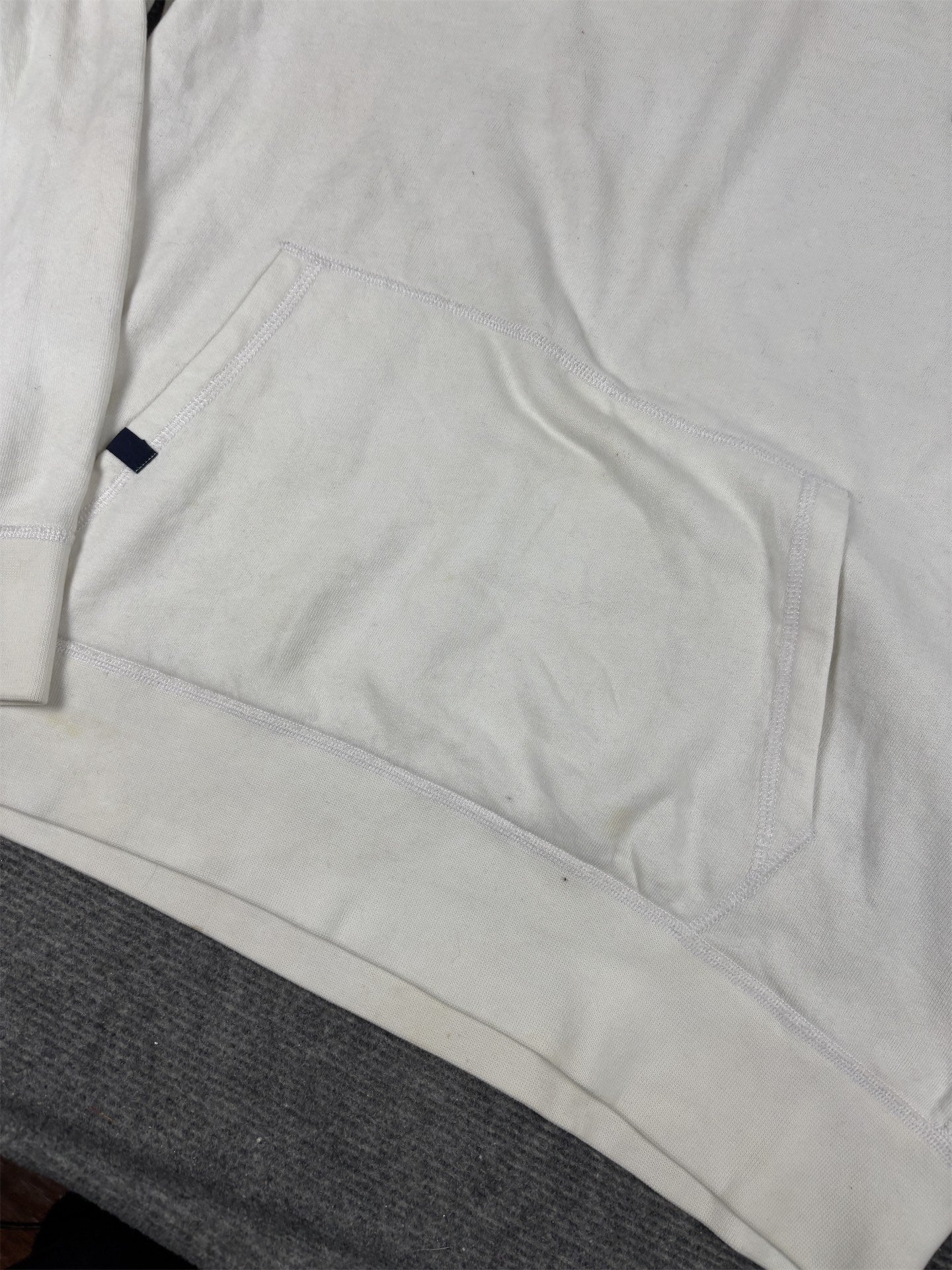 Men's  Ralph Lauren Hoodie L White Navy Blue Small Pony Jumper