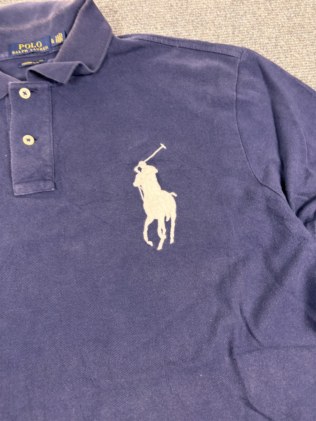 Ralph Lauren Polo Men's XL Navy Blue White Large Pony Shirt Collared