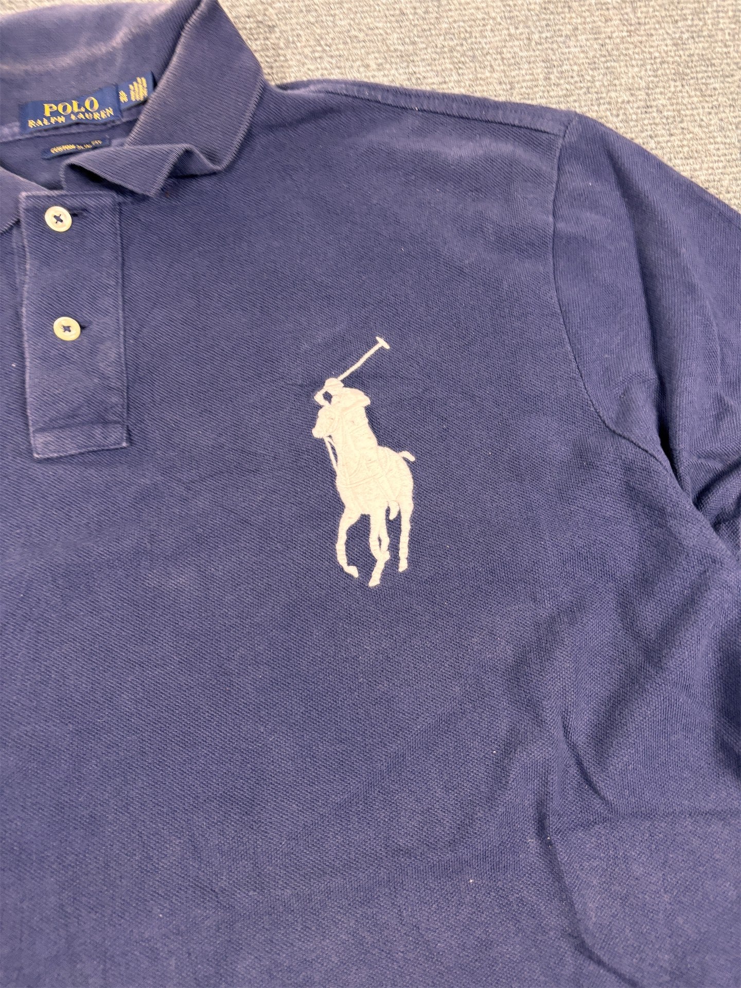 Ralph Lauren Polo Men's XL Navy Blue White Large Pony Shirt Collared
