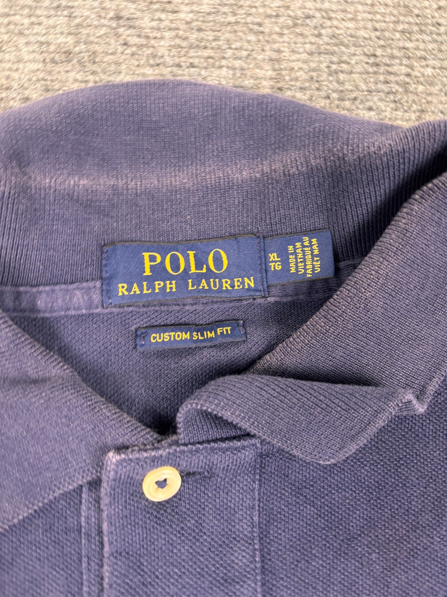 Ralph Lauren Polo Men's XL Navy Blue White Large Pony Shirt Collared