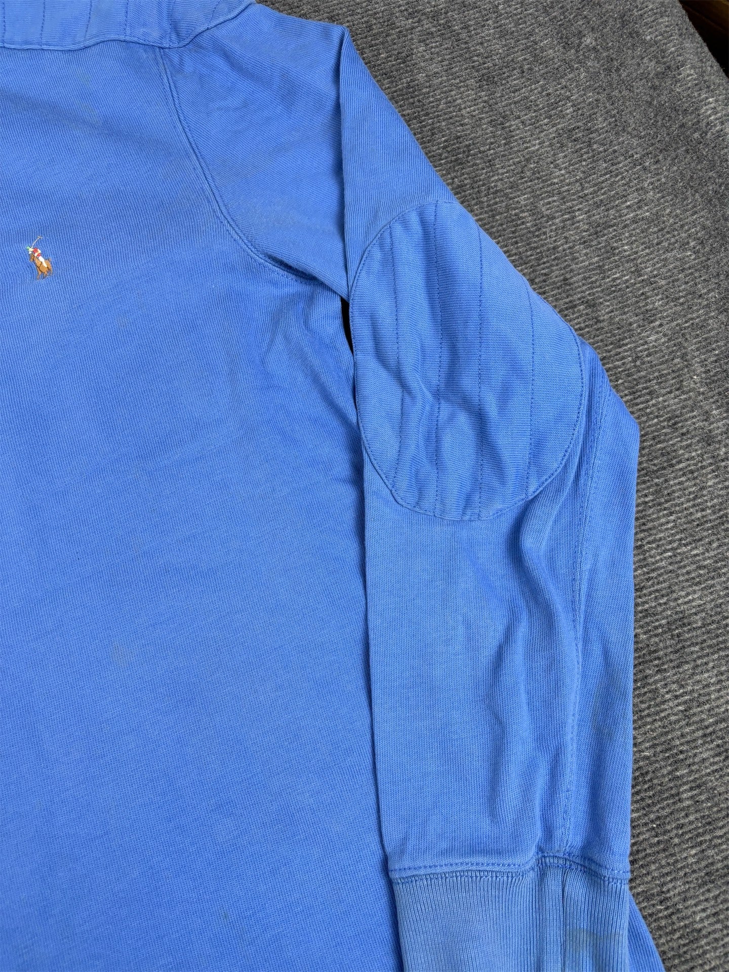 Vintage 90's Ralph Lauren Rugby Polo Men's L Blue Small Colour Pony Jersey Collared
