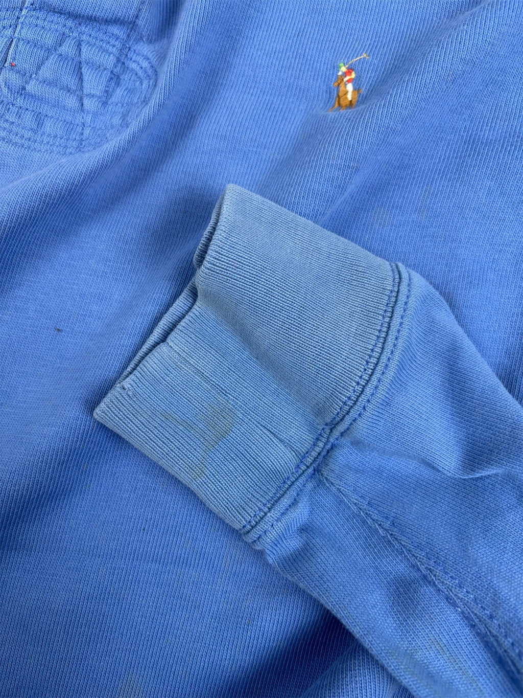 Vintage 90's Ralph Lauren Rugby Polo Men's L Blue Small Colour Pony Jersey Collared