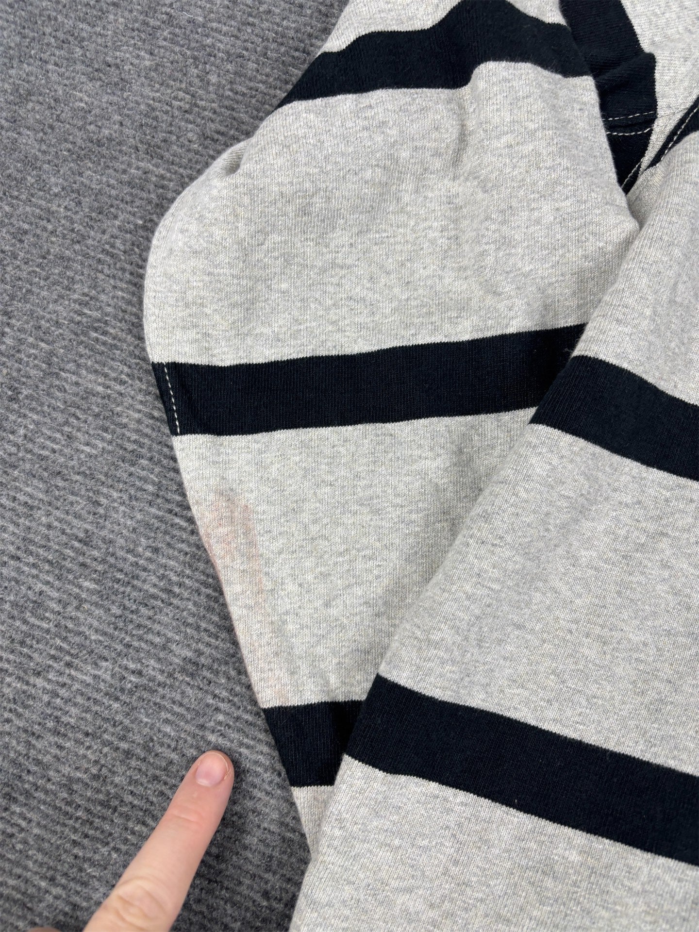 Vintage 90's Ralph Lauren Rugby Polo Men's L Grey Black Striped Small Pony  Collared