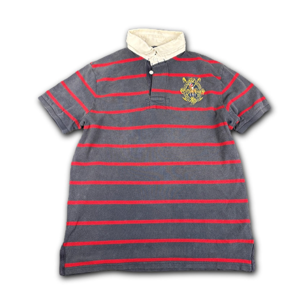 90s ralph lauren polo striped grey red