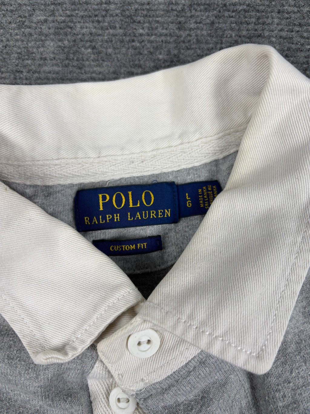 Classic Ralph Lauren Rugby Polo Men's L Grey Small Pony Navy