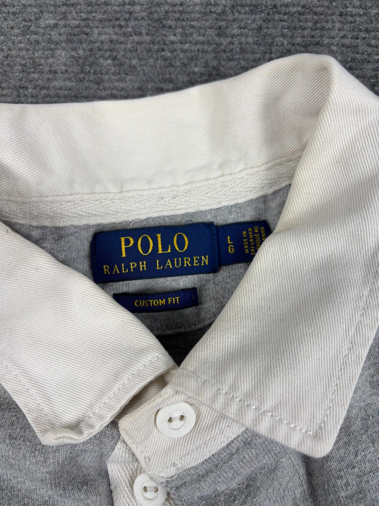 Classic Ralph Lauren Rugby Polo Men's L Grey Small Pony Navy