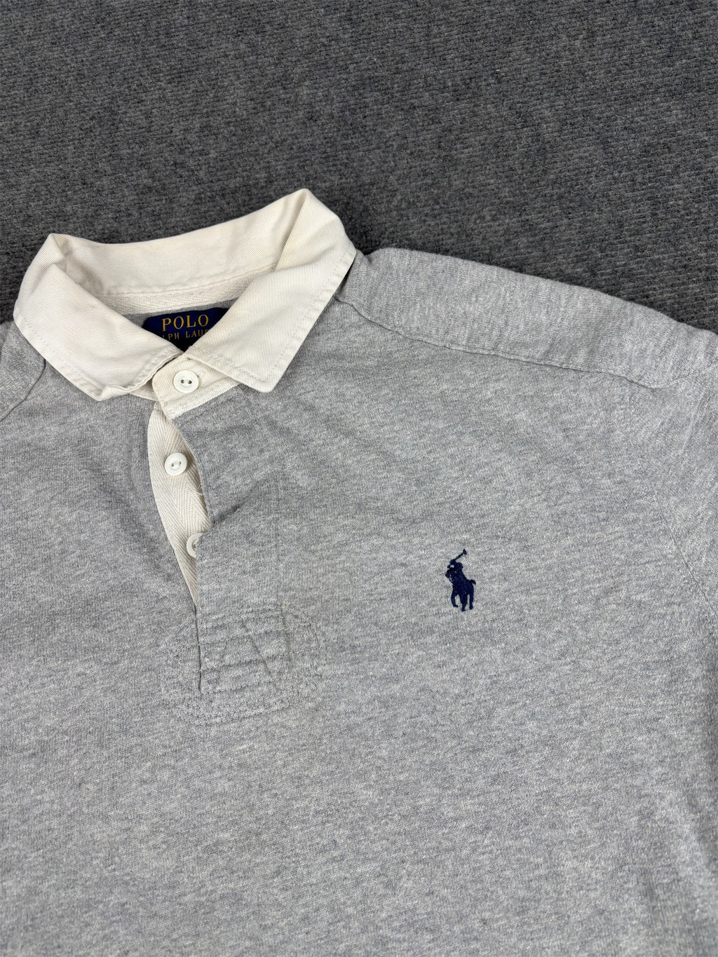 Classic Ralph Lauren Rugby Polo Men's L Grey Small Pony Navy