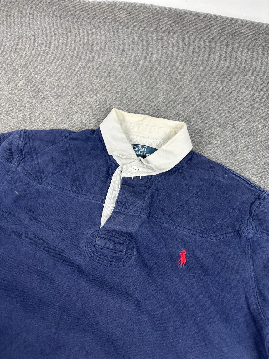 Vintage 90's Ralph Lauren Rugby Polo Men's L Navy Red Pony Jersey