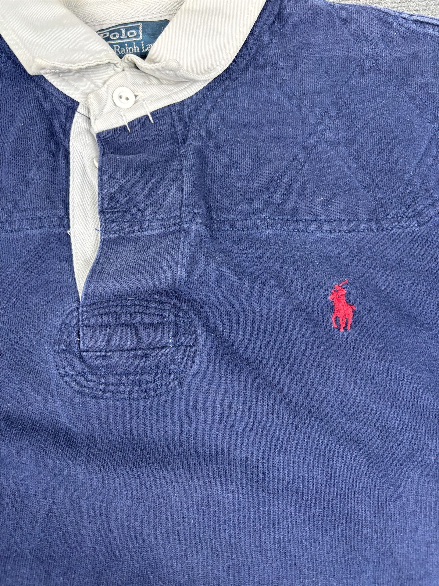 Vintage 90's Ralph Lauren Rugby Polo Men's L Navy Red Pony Jersey