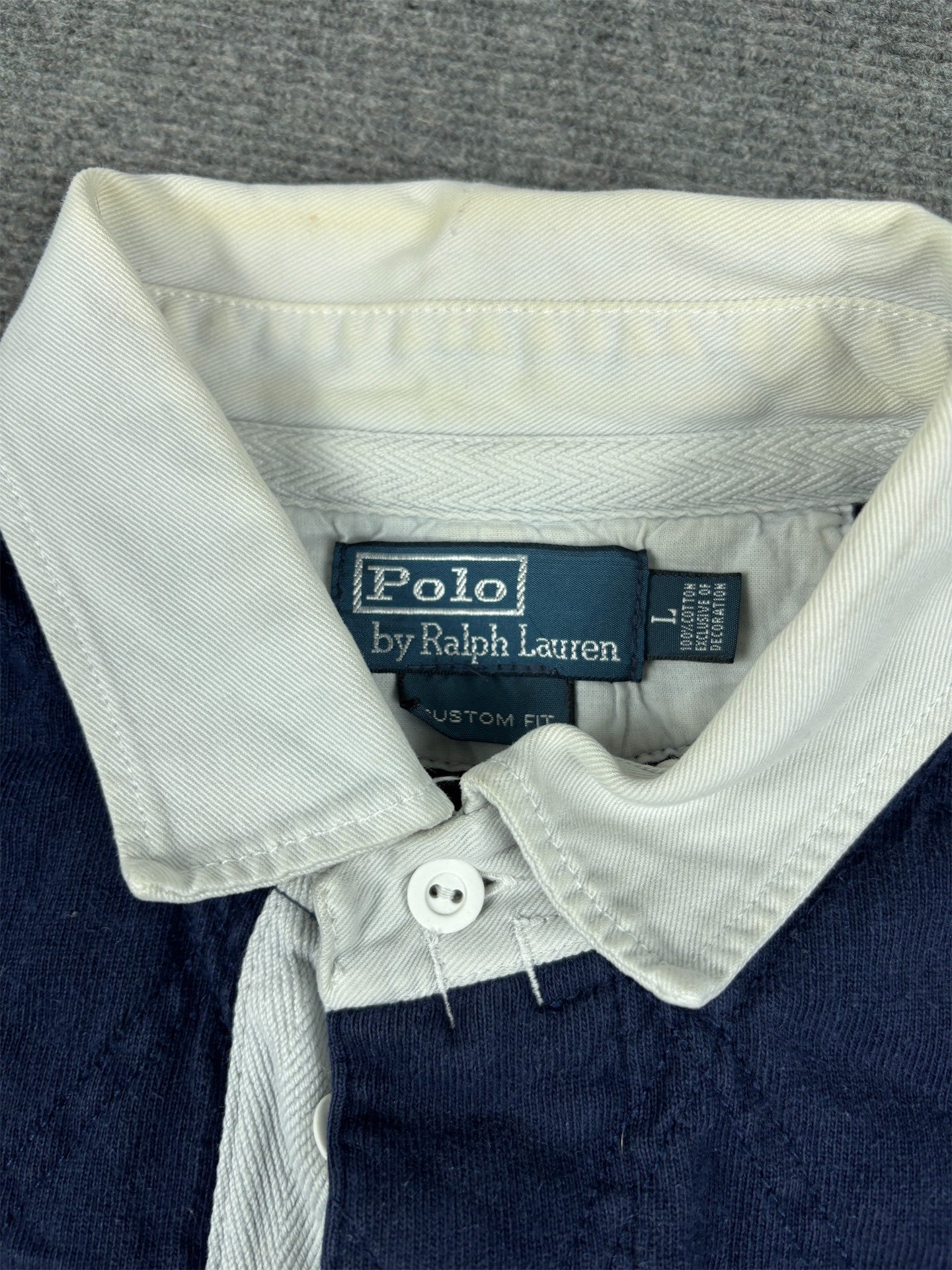 Vintage 90's Ralph Lauren Rugby Polo Men's L Navy Red Pony Jersey