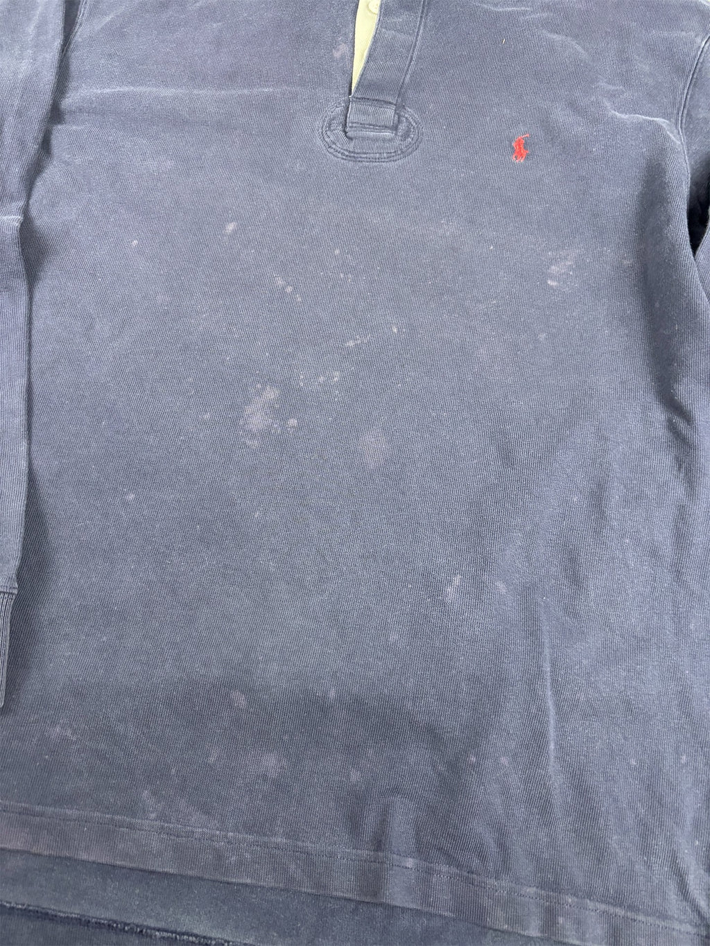 Vintage 90's Ralph Lauren Rugby Polo Men's L Navy Small Pony Red Jersey