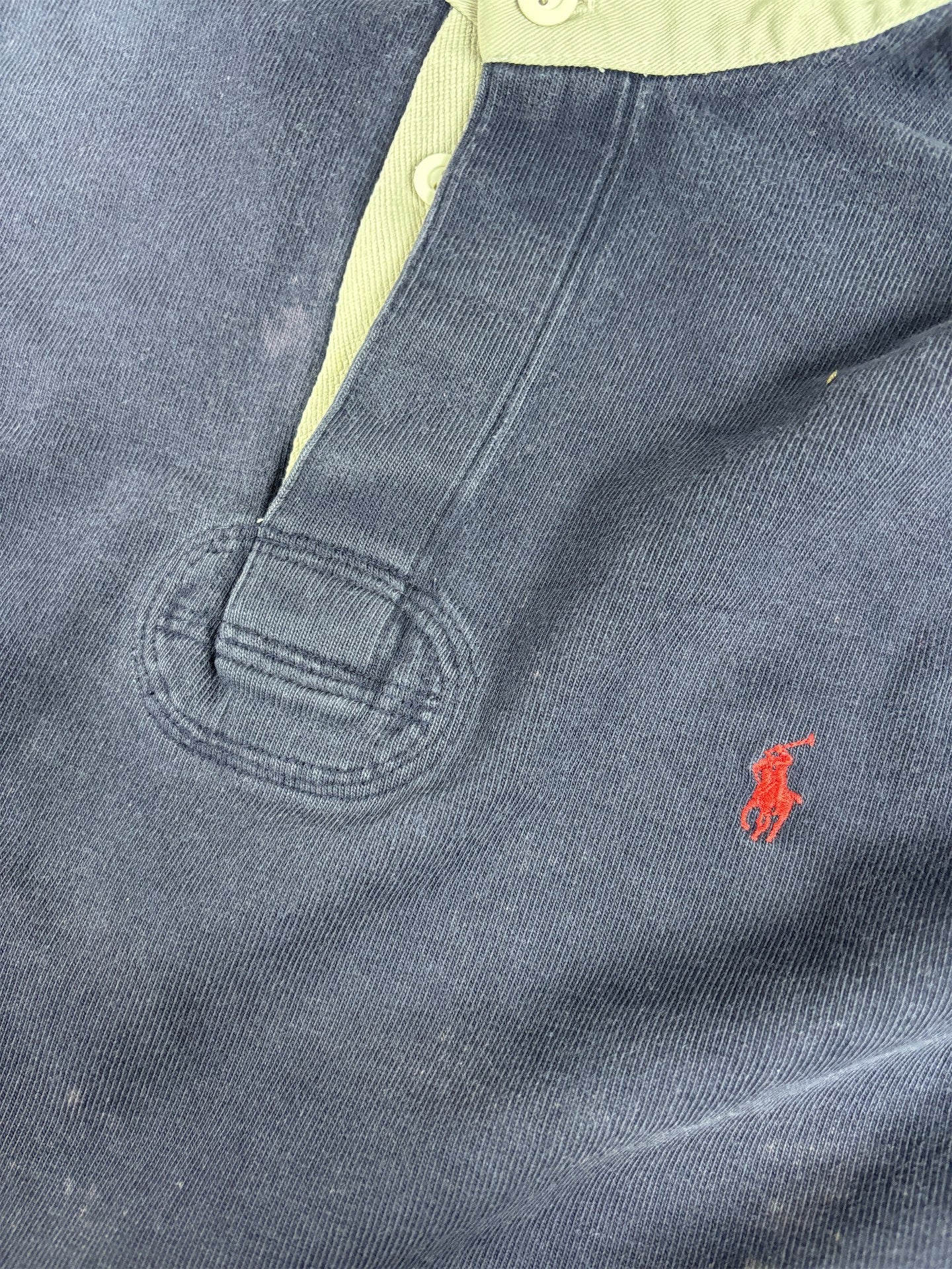 Vintage 90's Ralph Lauren Rugby Polo Men's L Navy Small Pony Red Jersey