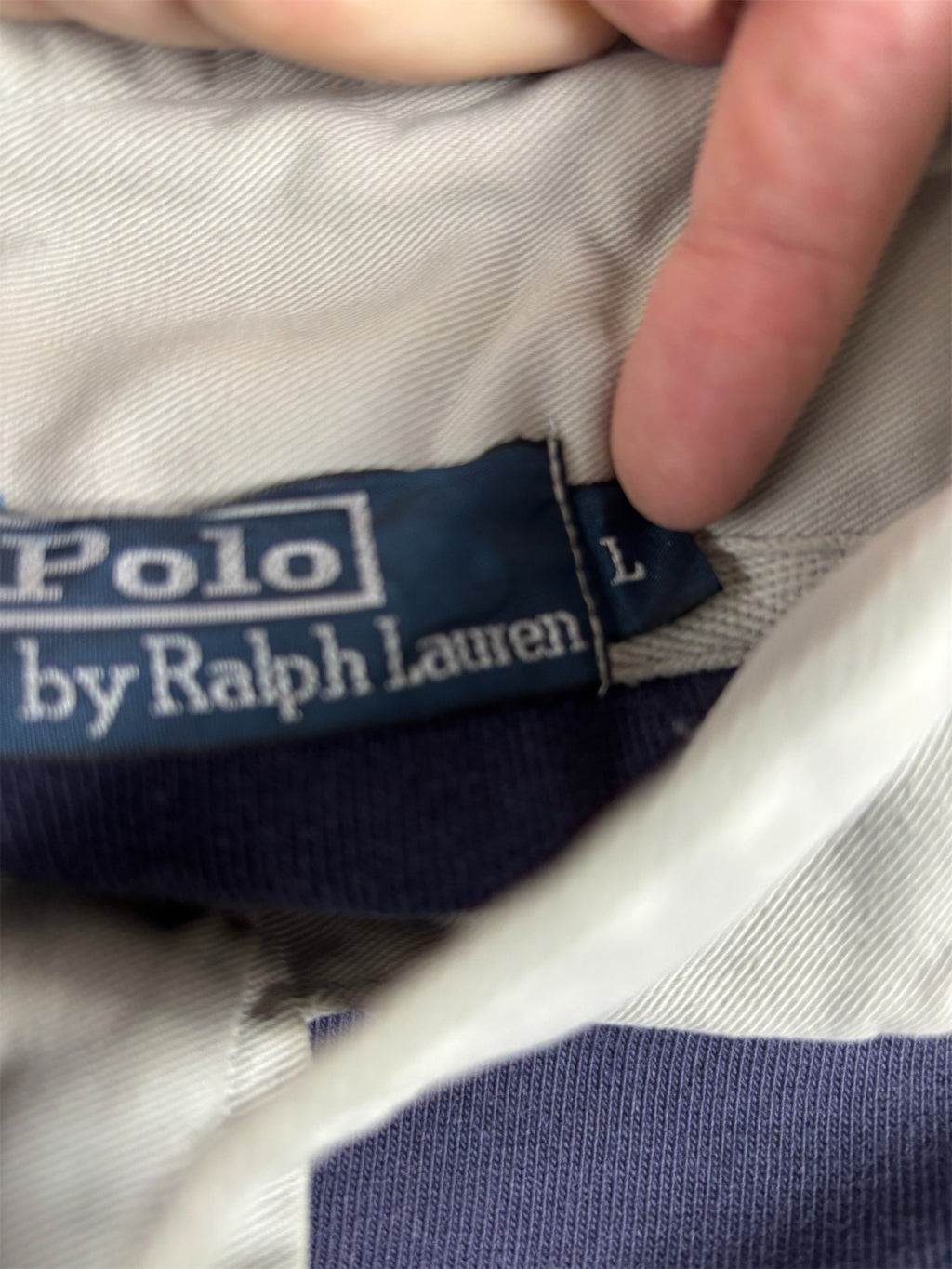 Vintage 90's Ralph Lauren Rugby Polo Men's L Navy Small Pony Red Jersey