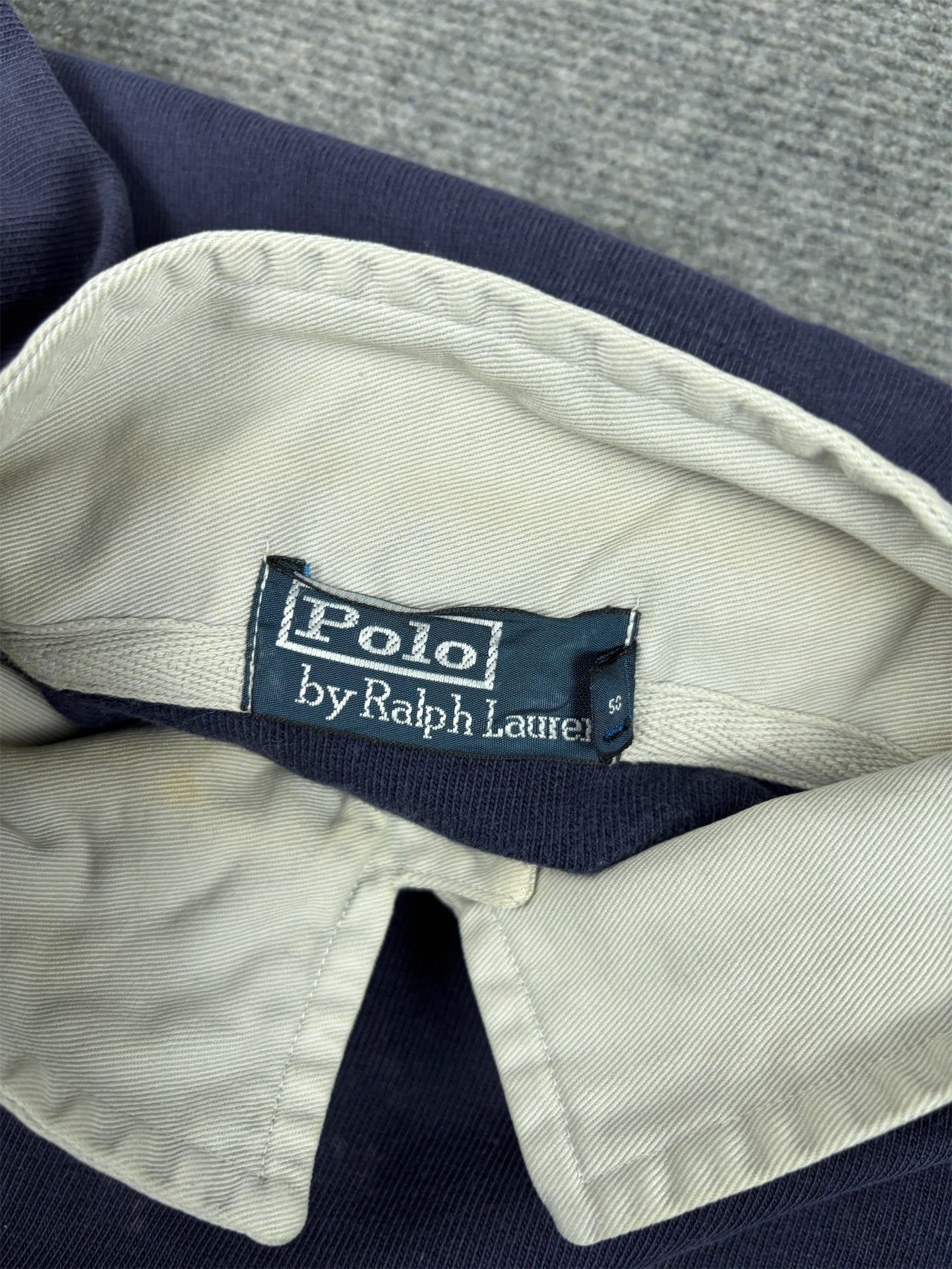 Vintage 90's Ralph Lauren Rugby Polo Men's L Navy Small Pony Red Jersey